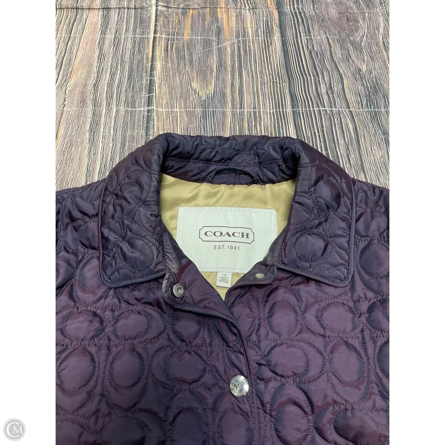 Jacket Designer By Coach In Purple, Size: L