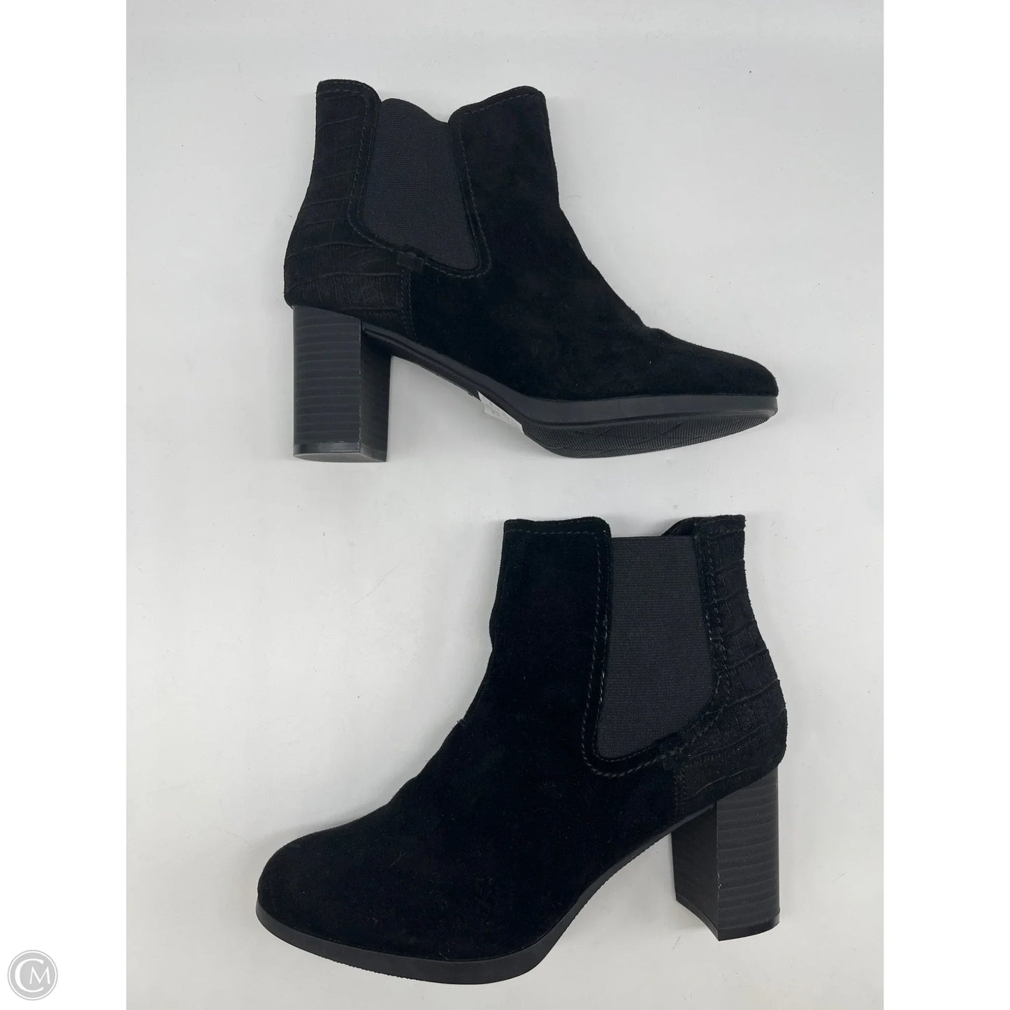 Boots Ankle Heels By Clarks In Black, Size: 8