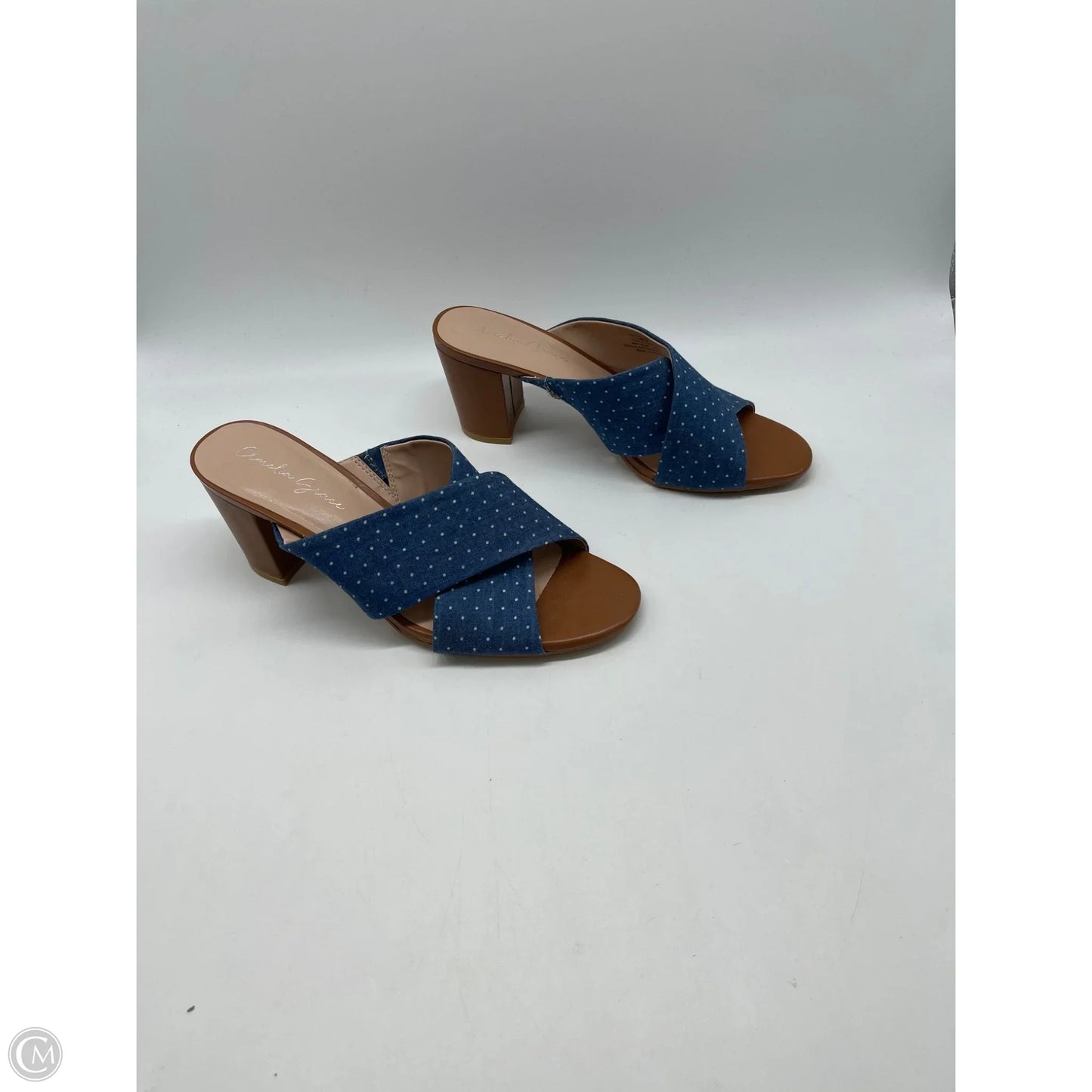 Sandals Heels Block By Cmc In Blue Denim, Size: 7.5