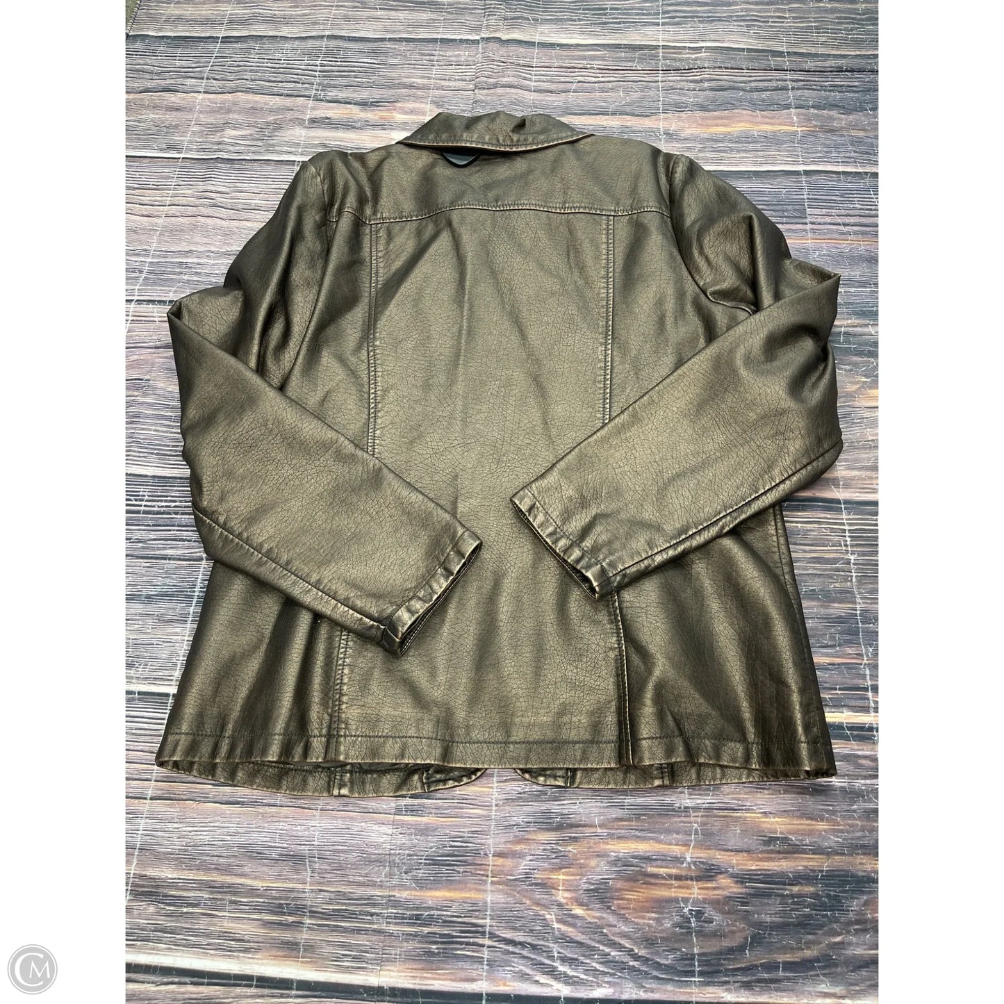 Jacket Moto By Susan Graver In Bronze, Size: M