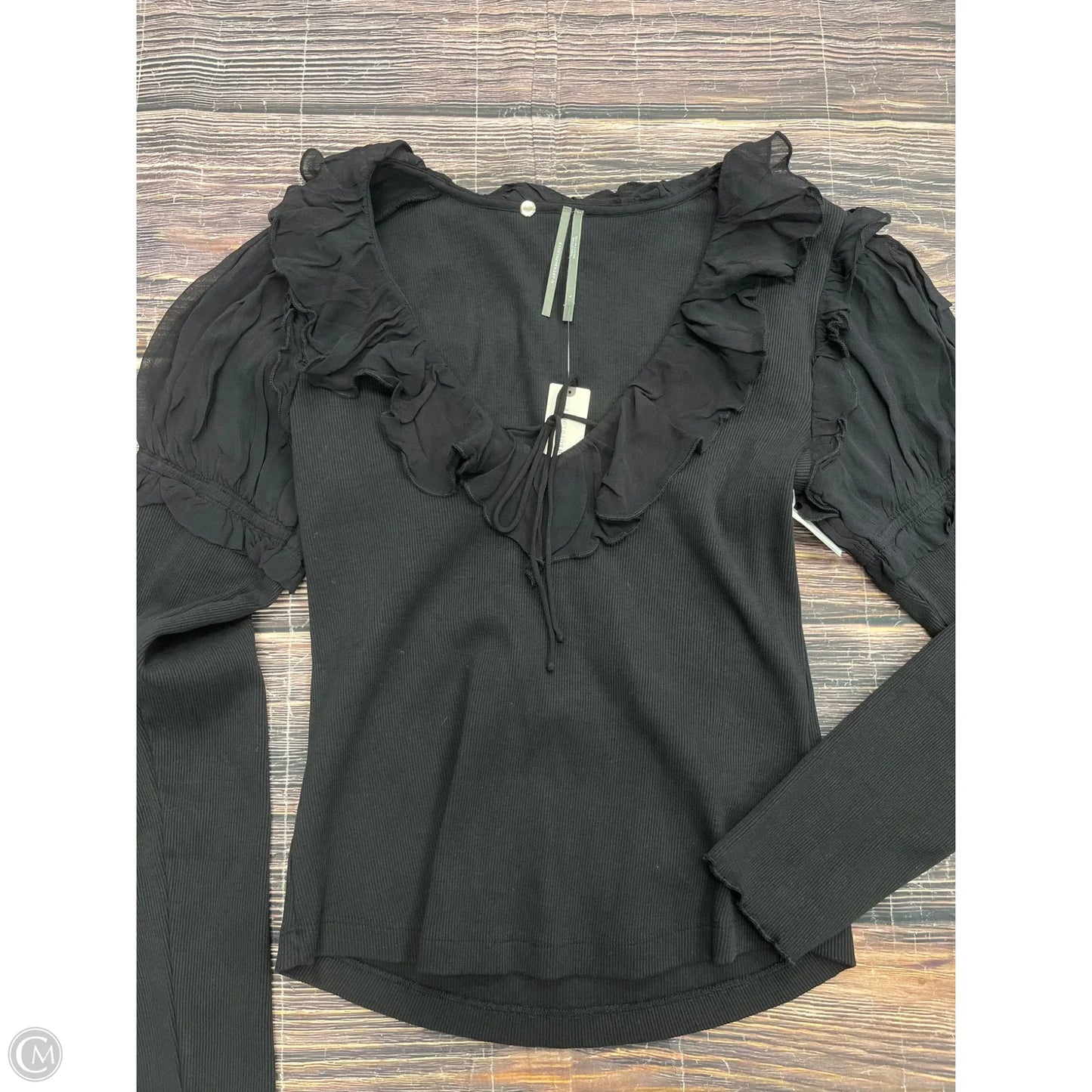 Top Long Sleeve By Anthropologie In Black, Size: L