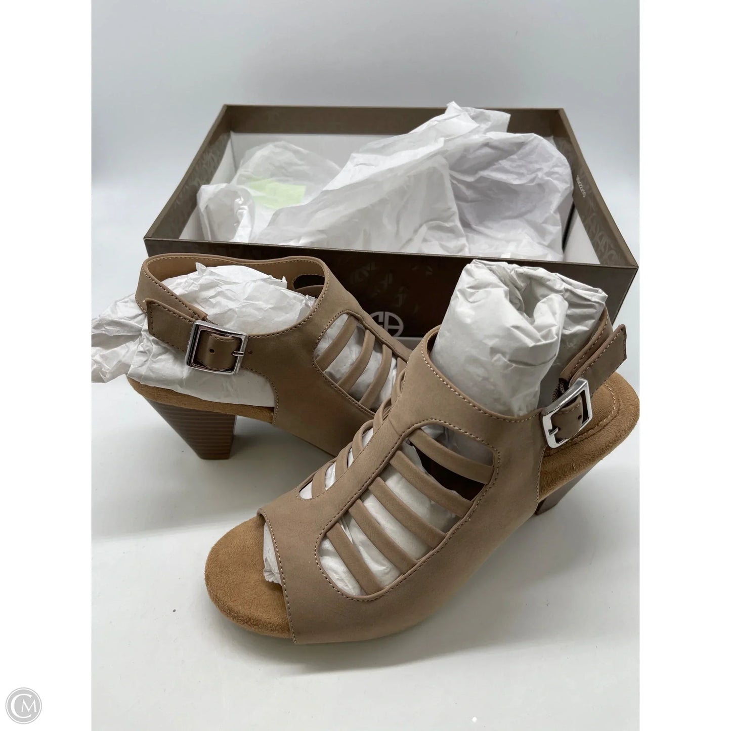 Sandals Heels Block By Giani Bernini In Tan, Size: 6.5