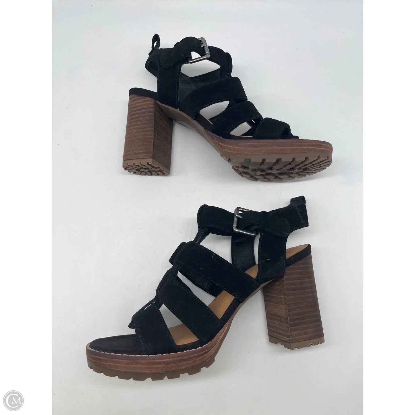 Sandals Heels Block By Crown Vintage In Black, Size: 8