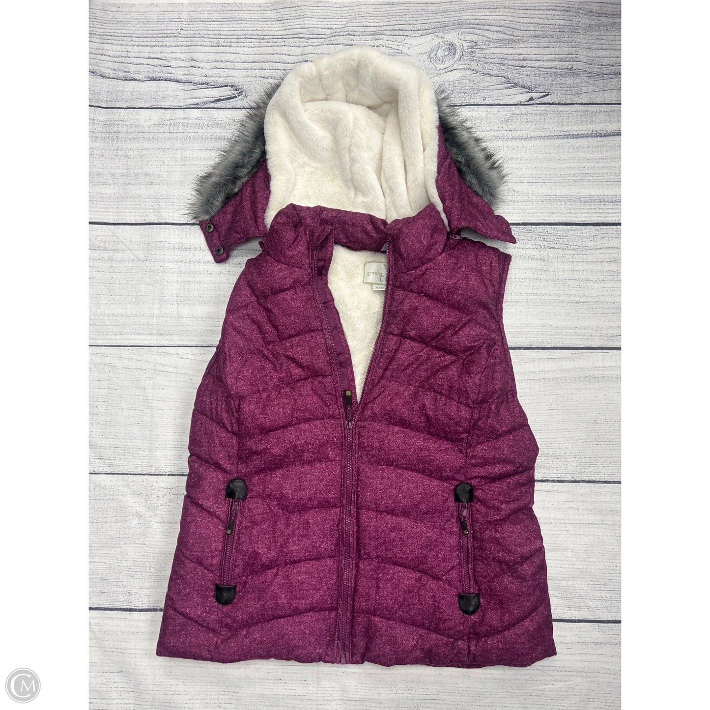 Vest Faux Fur & Sherpa By Green Tea In Purple, Size: Xl