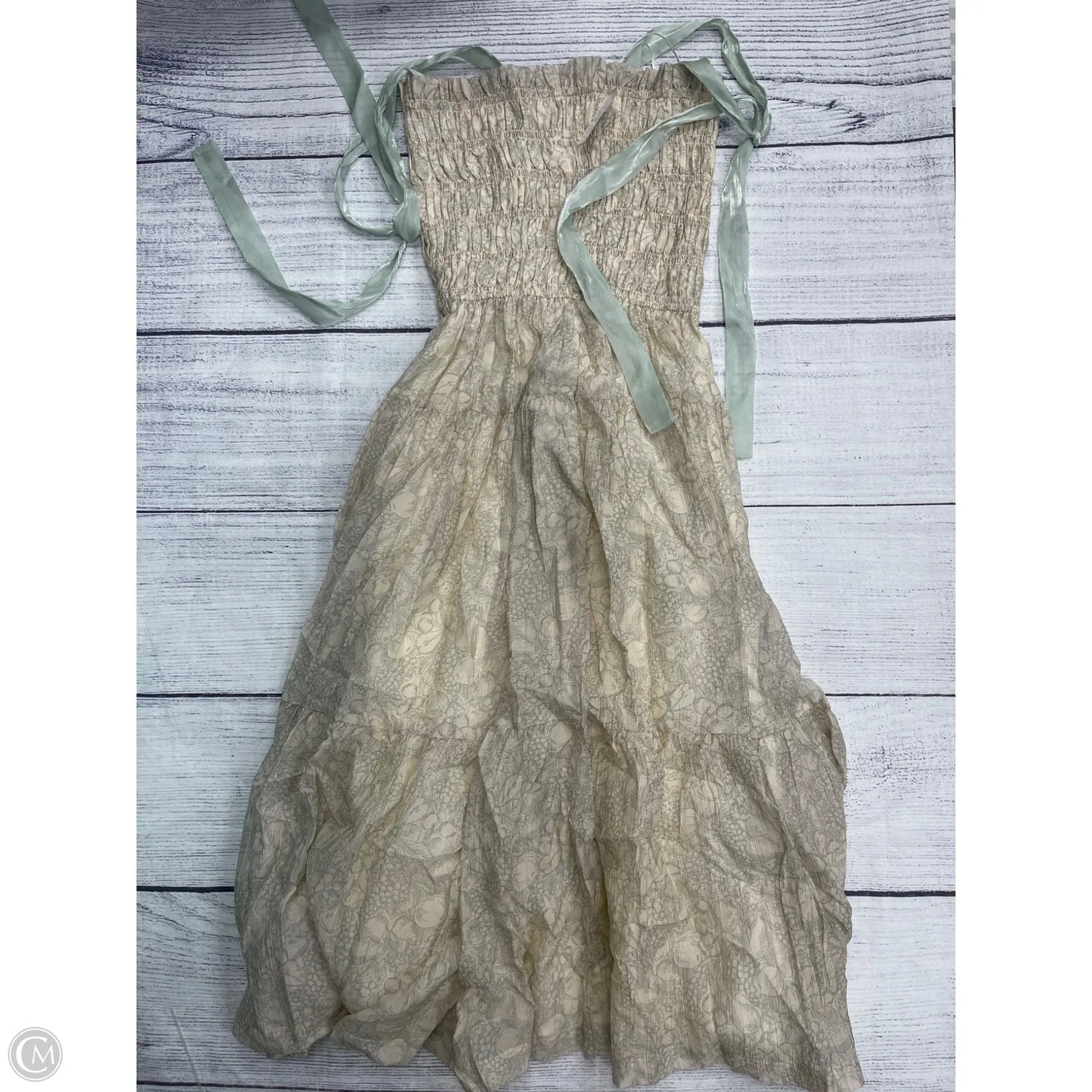 Dress Casual Maxi By En Saison In Cream & Green, Size: M
