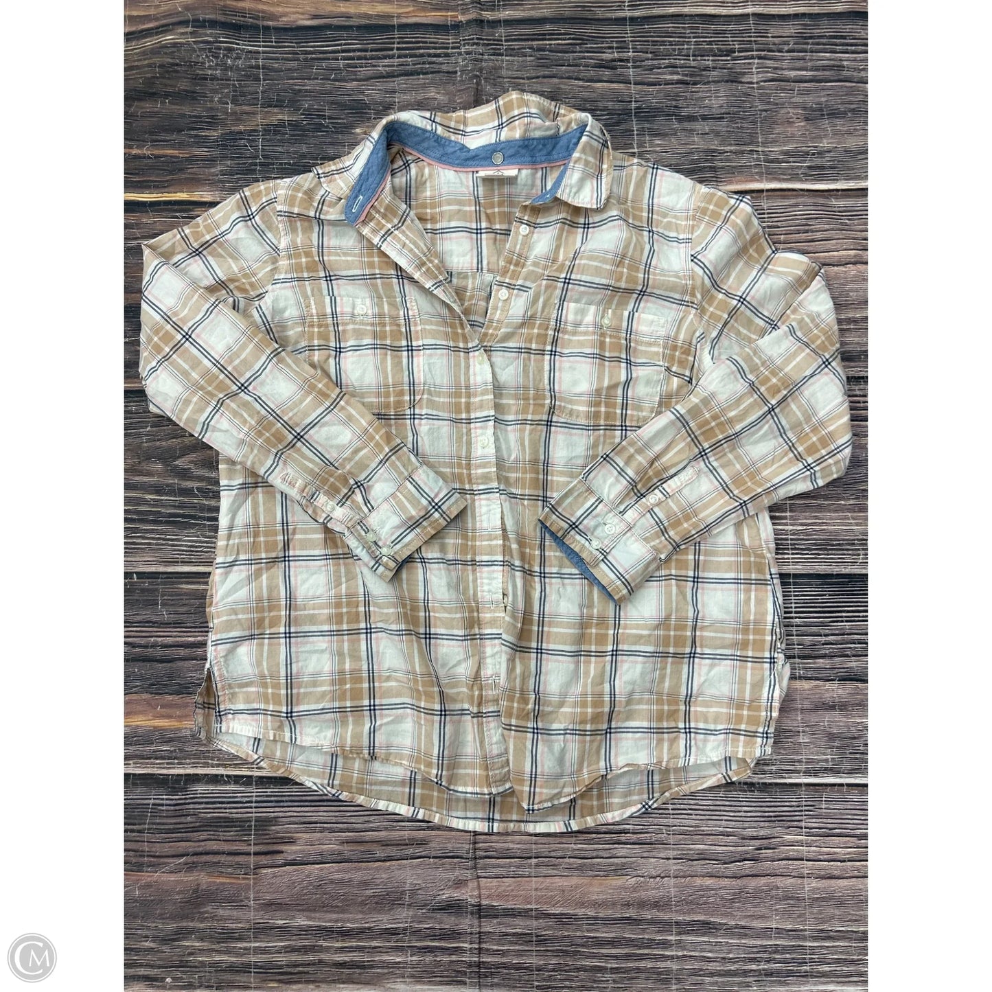 Top Long Sleeve By St Johns Bay In Brown, Size: Xlp
