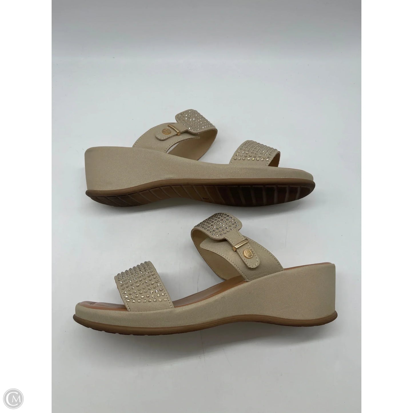 Sandals Heels Wedge By New York And Co In Tan, Size: 11