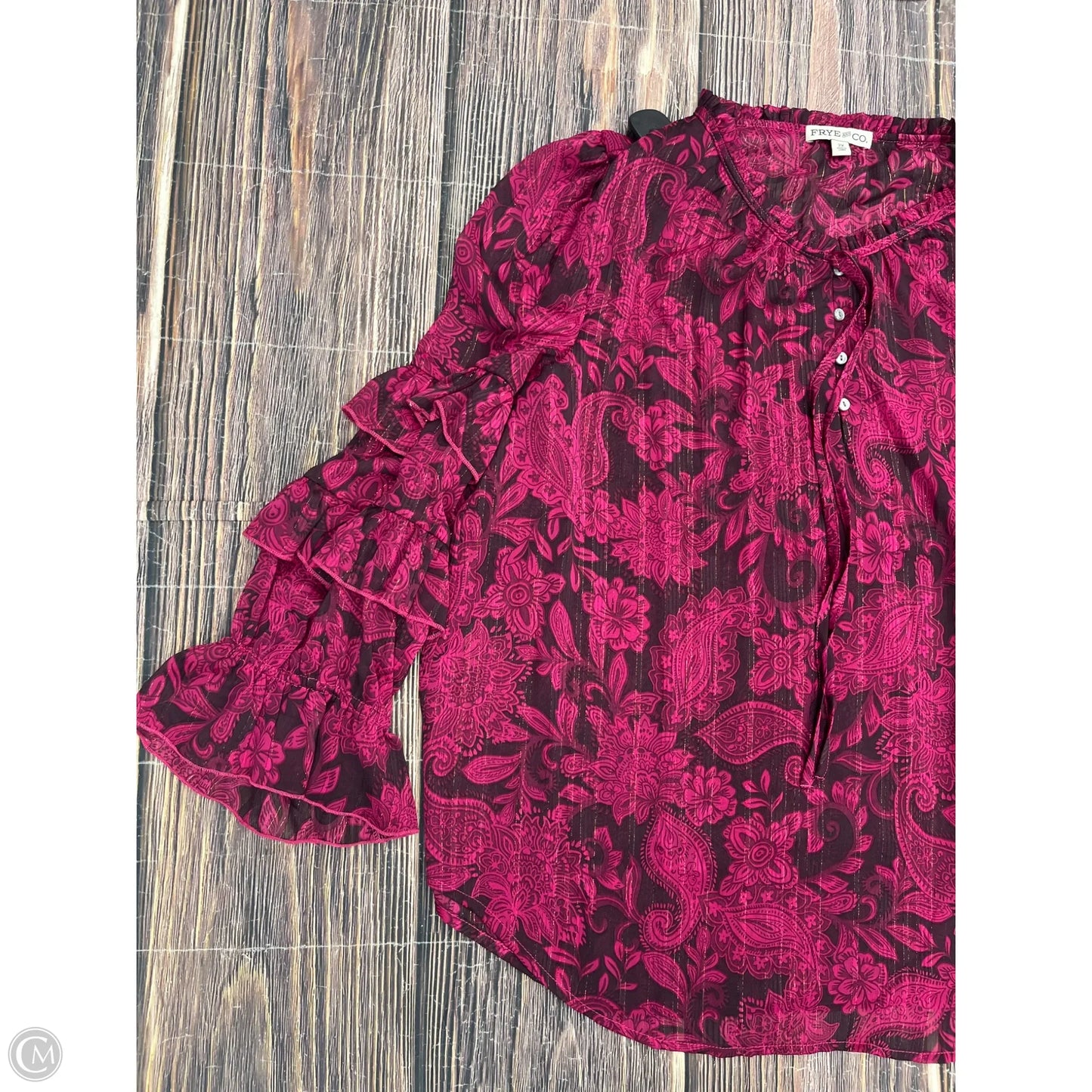 Top Long Sleeve By Frye And Co In Pink, Size: 2x