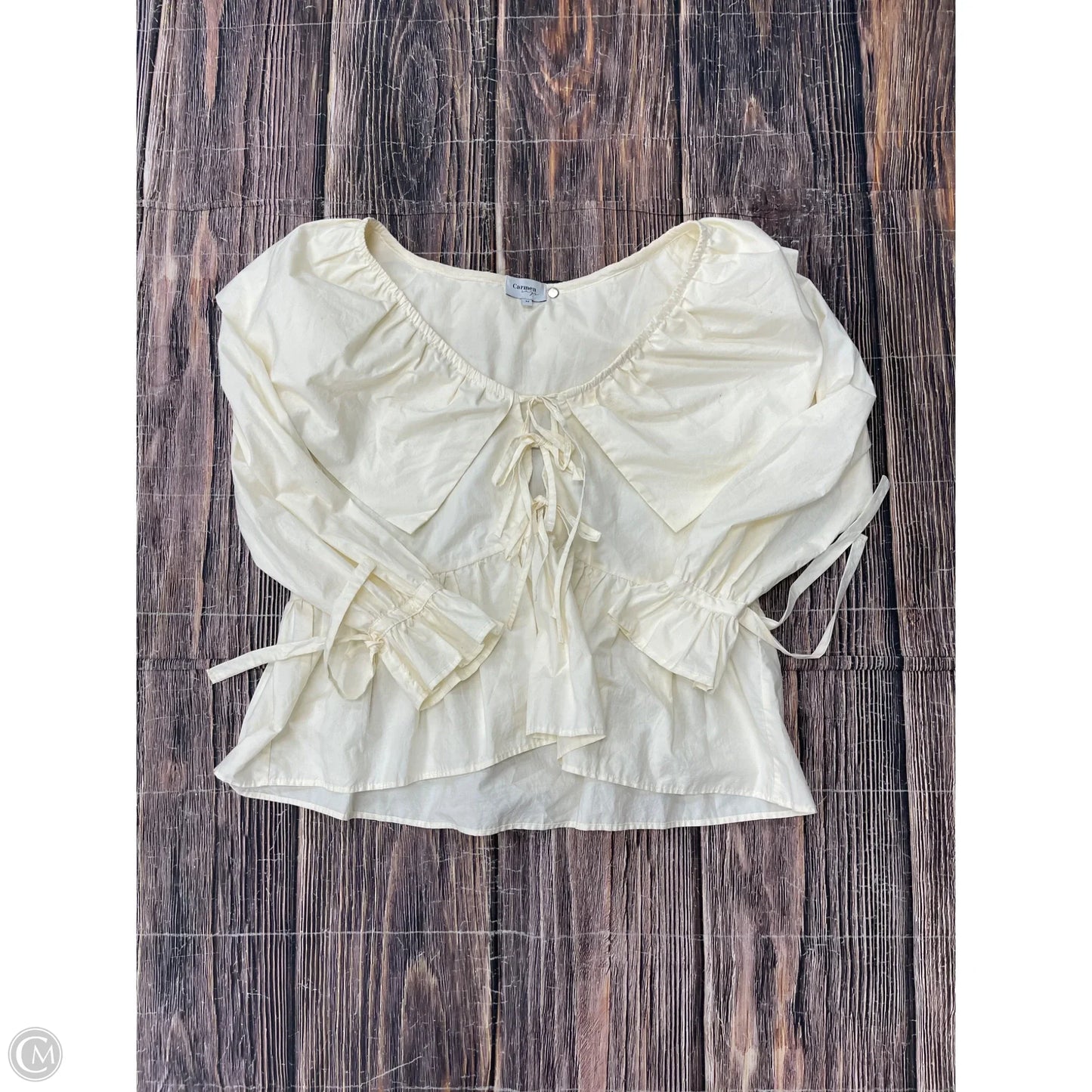 Top Long Sleeve By Cmc In Ivory, Size: M