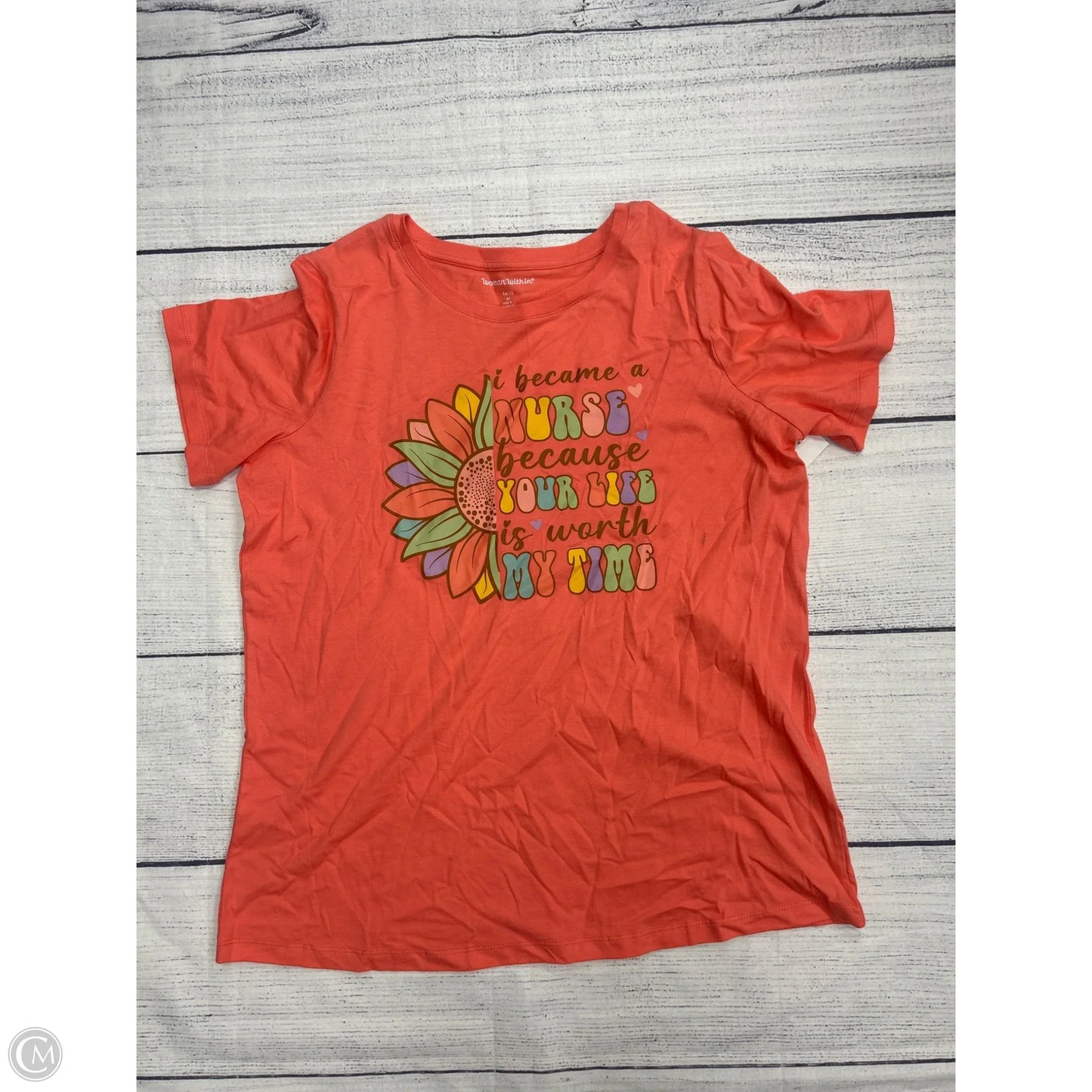 Top Short Sleeve By Clothes Mentor In Peach, Size: M