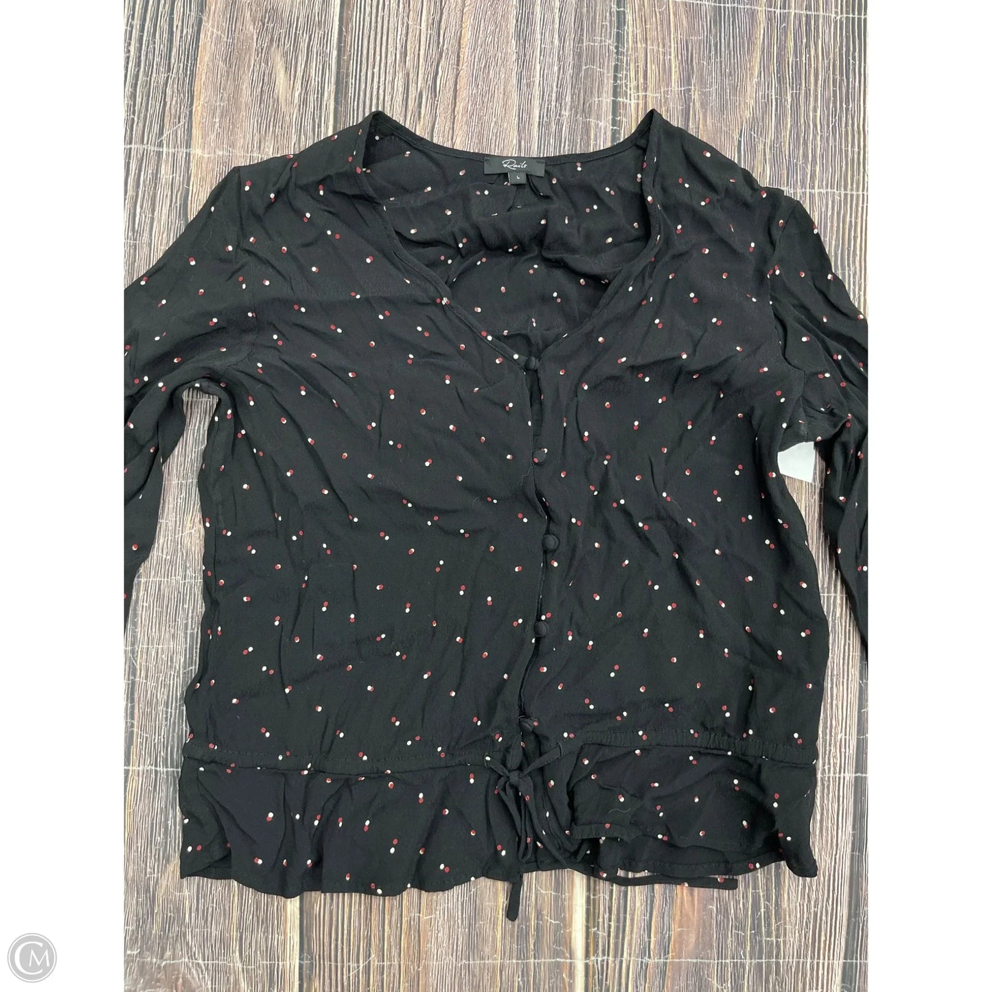 Top Long Sleeve By Rails In Black, Size: L