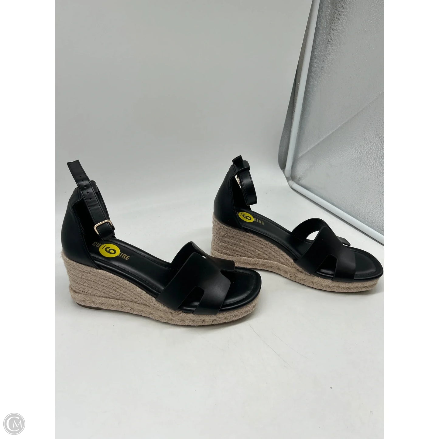 Sandals Heels Wedge By Cushionaire In Black, Size: 9