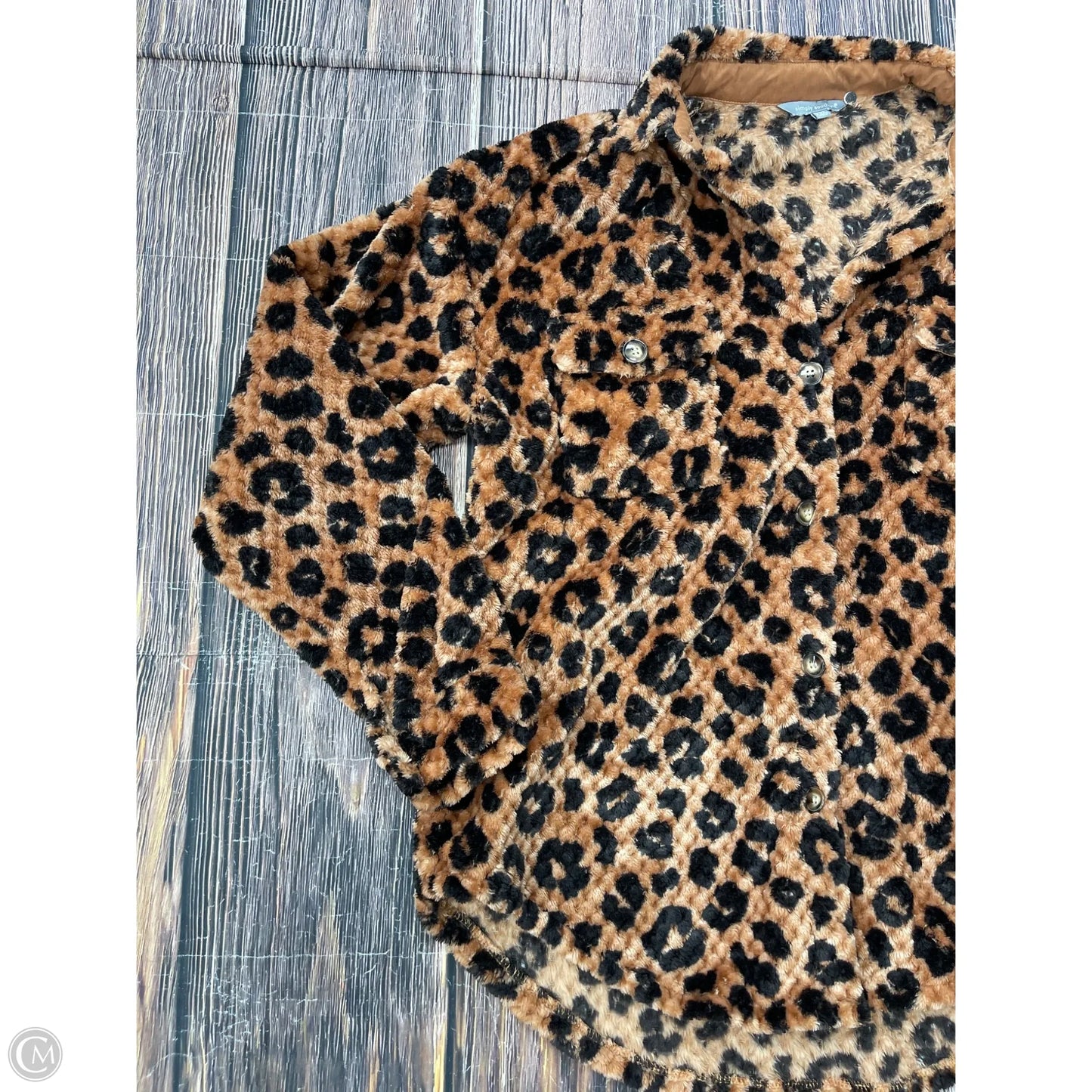 Jacket Faux Fur & Sherpa By Simply Southern In Brown, Size: 1x