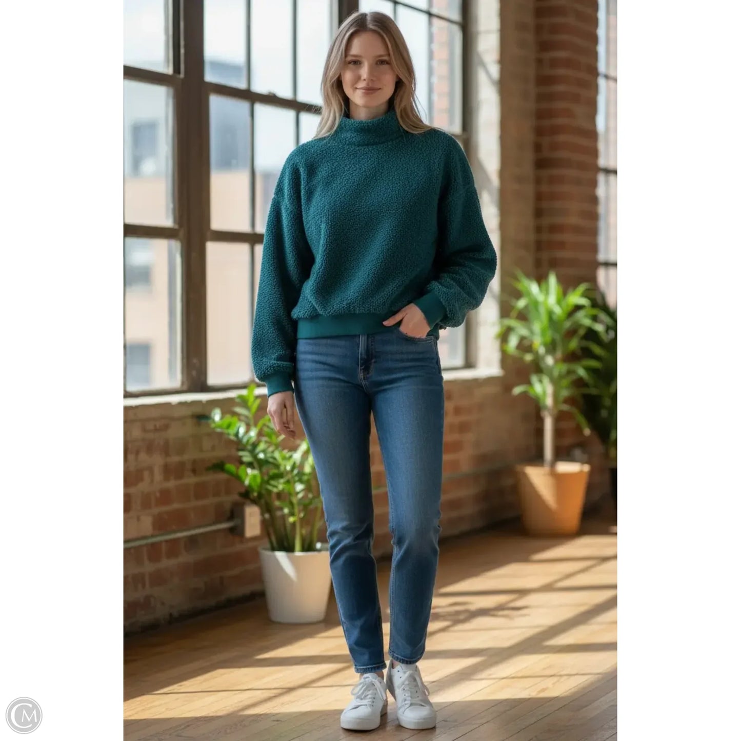 Sweatshirt Crewneck By Fabletics In Green, Size: L