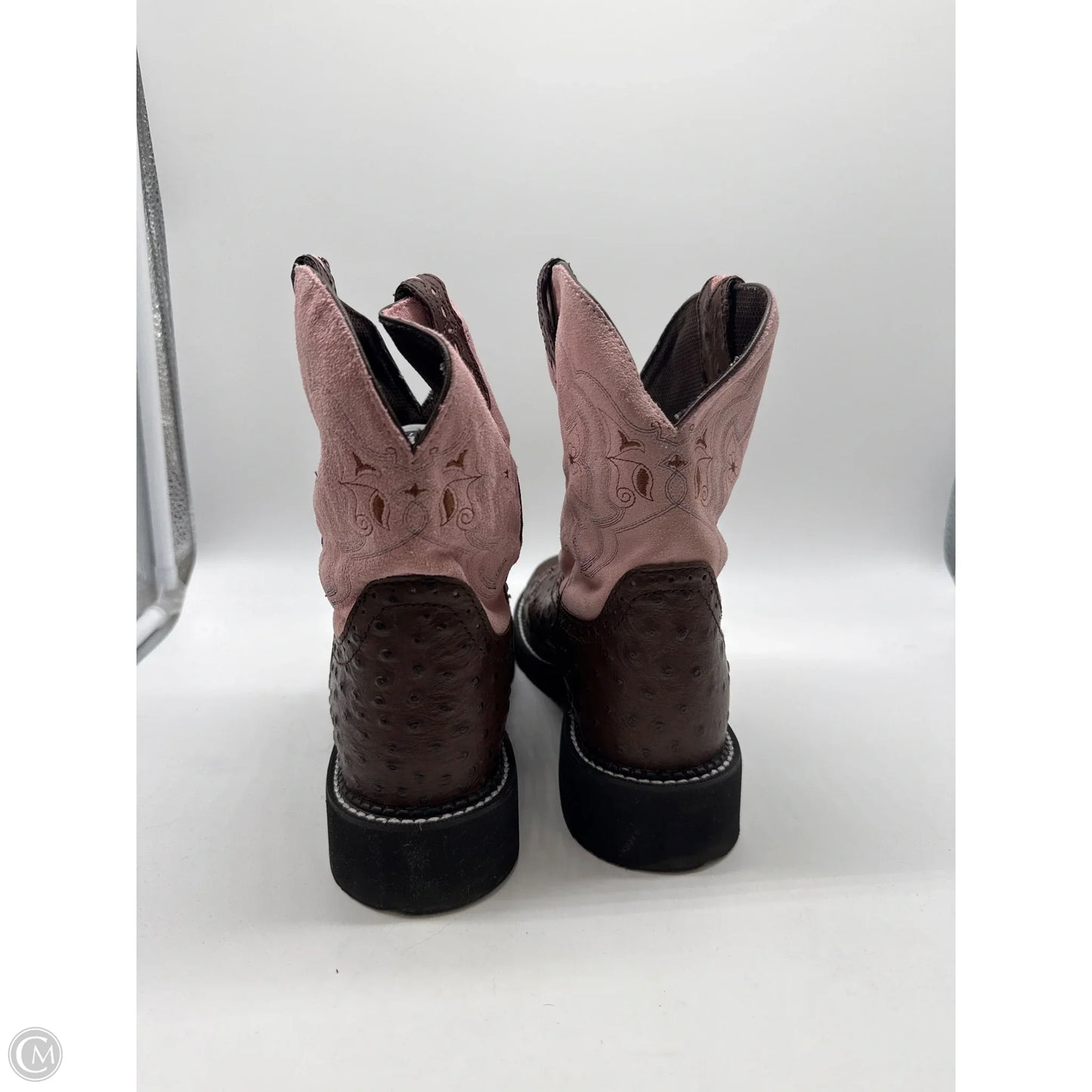 Boots Western By Justin In Brown & Pink, Size: 11
