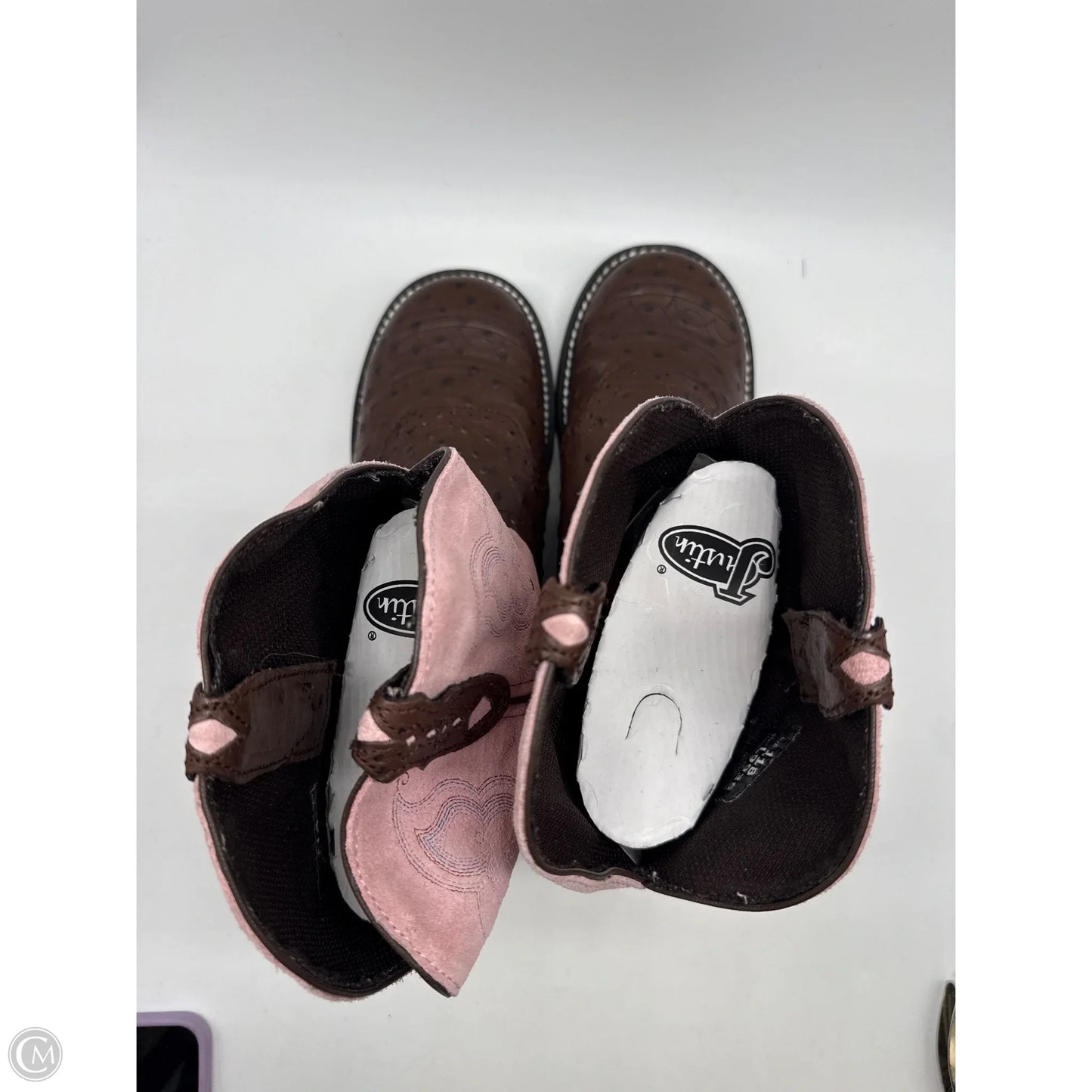 Boots Western By Justin In Brown & Pink, Size: 11