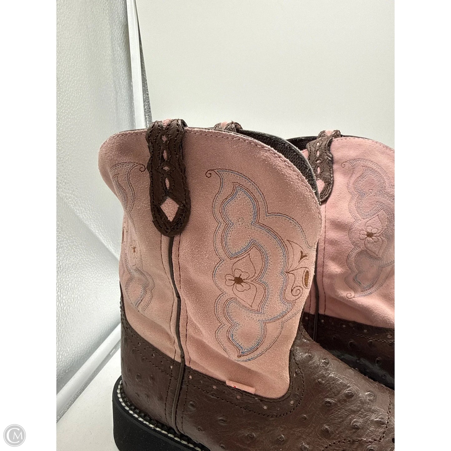 Boots Western By Justin In Brown & Pink, Size: 11