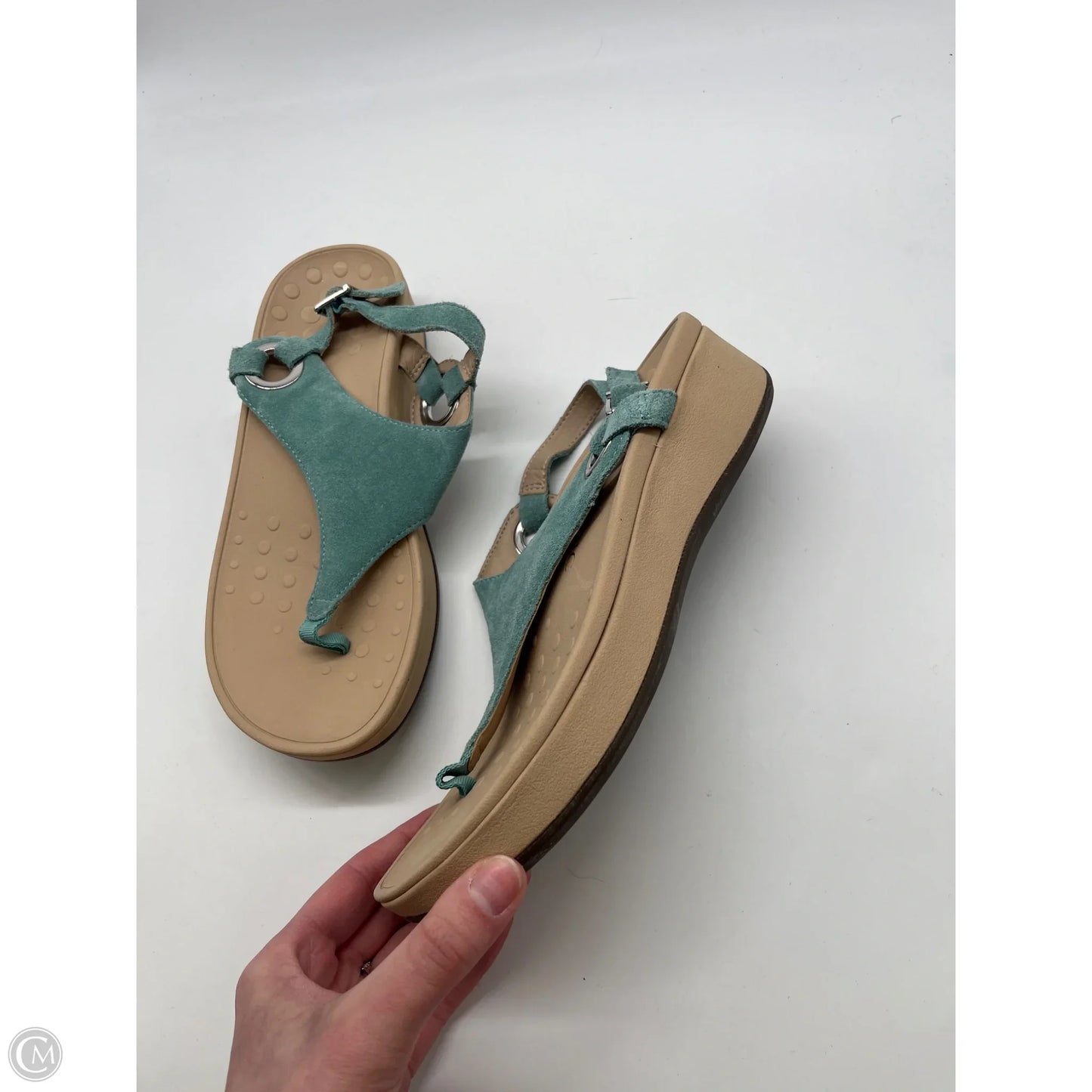 Sandals Heels Platform By Vionic In Teal, Size: 8