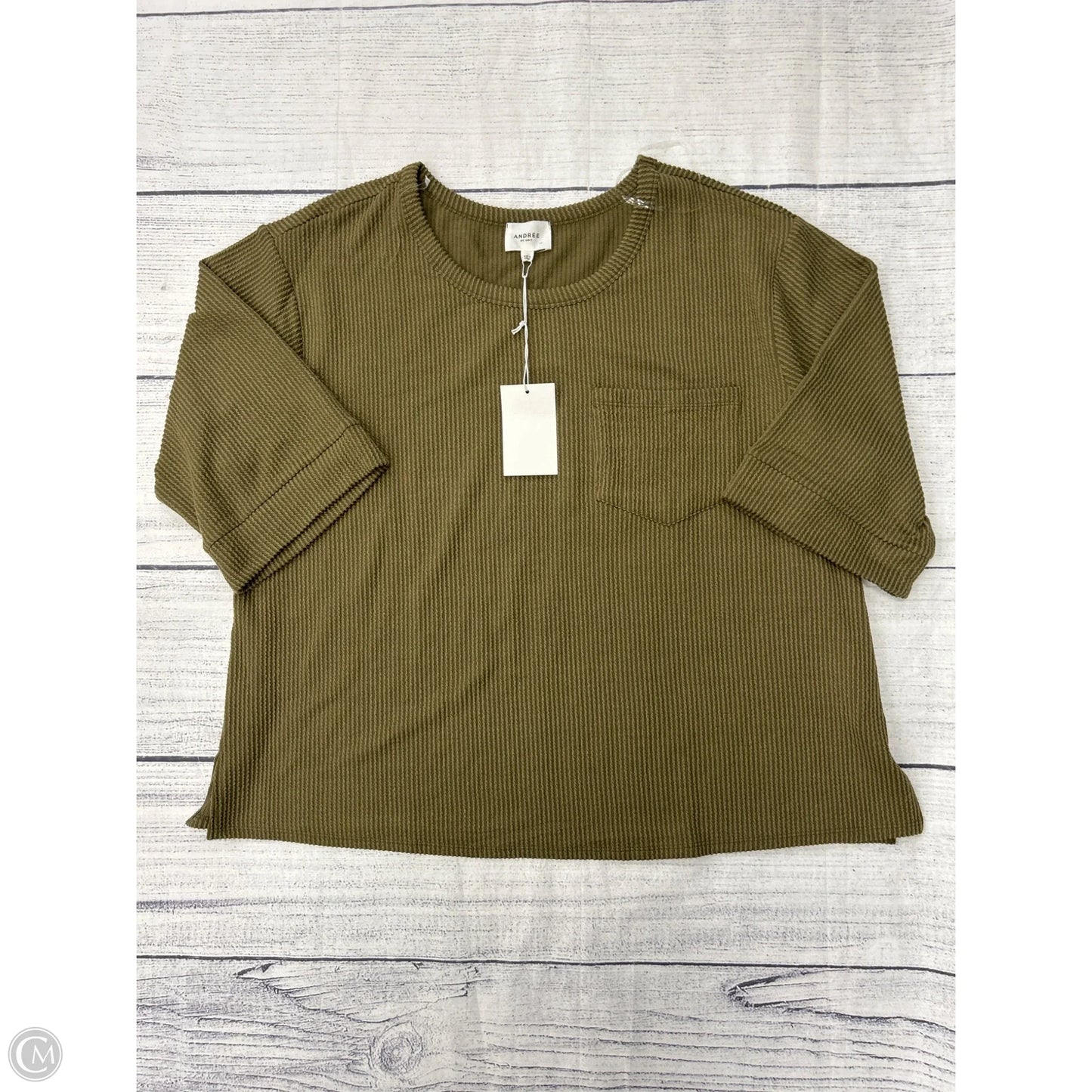 Top 3/4 Sleeve By Andree By Unit In Green, Size: 1x
