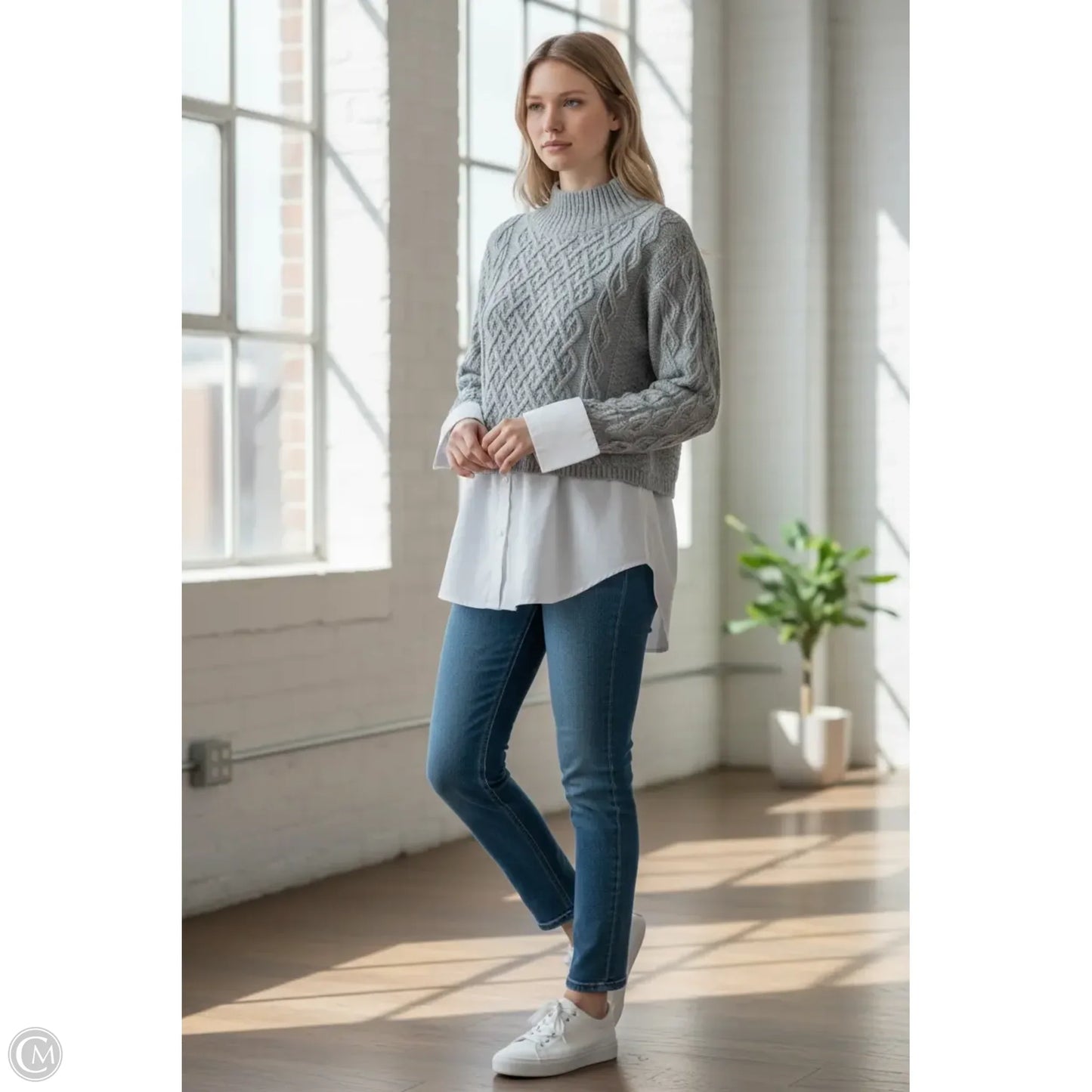 Sweater By Maeve In Grey, Size: Xs