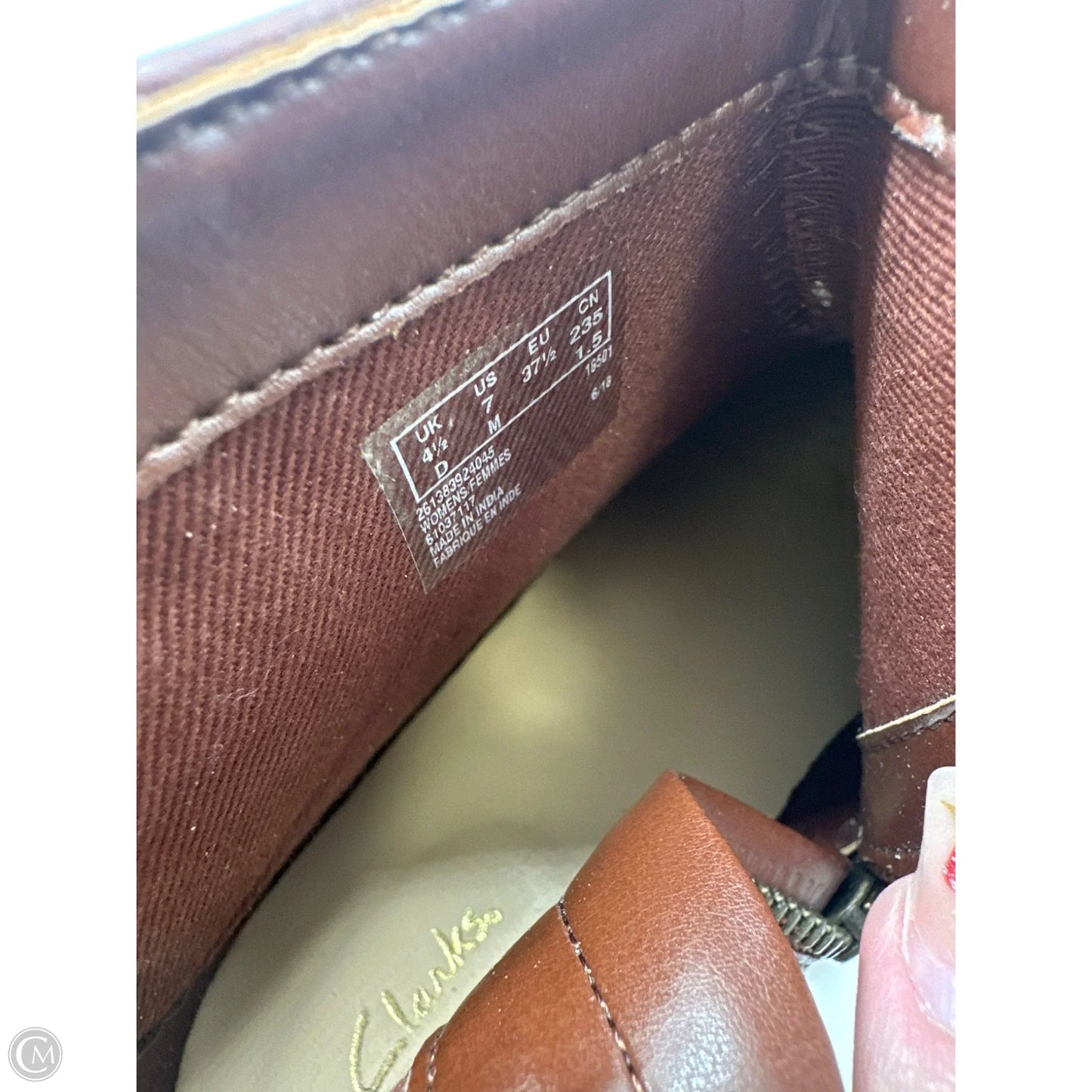 Boots Ankle Heels By Clarks In Brown, Size: 7