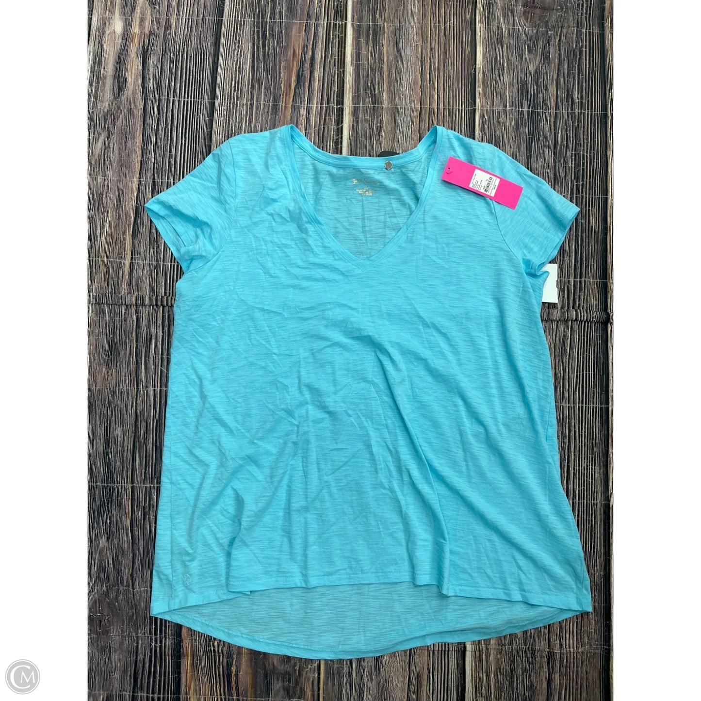 Top Short Sleeve Designer By Lilly Pulitzer In Blue, Size: Xl