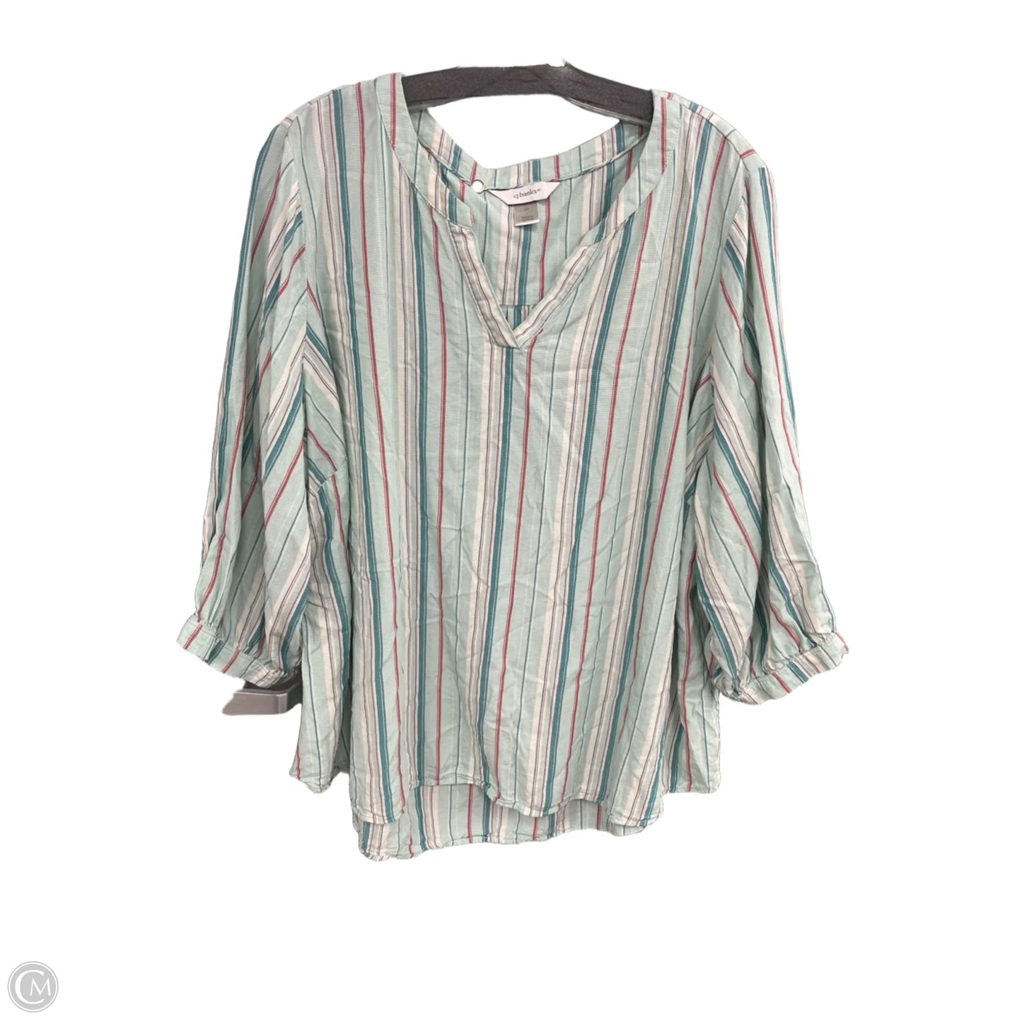 Top 3/4 Sleeve By Cj Banks In Blue, Size: 2x