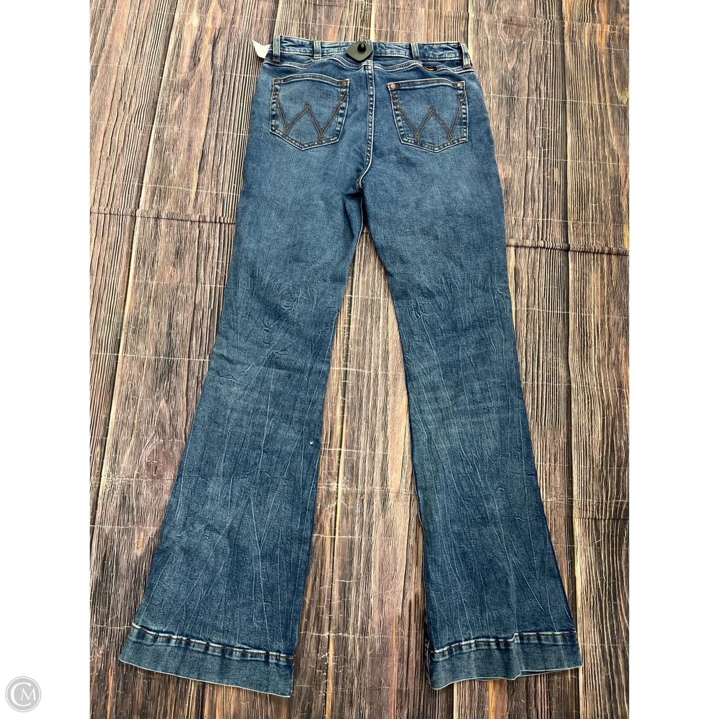 Jeans Flared By Wrangler In Blue Denim, Size: 8