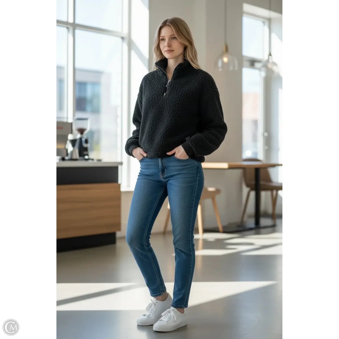 Sweatshirt Collar By Thread And Supply In Black, Size: M