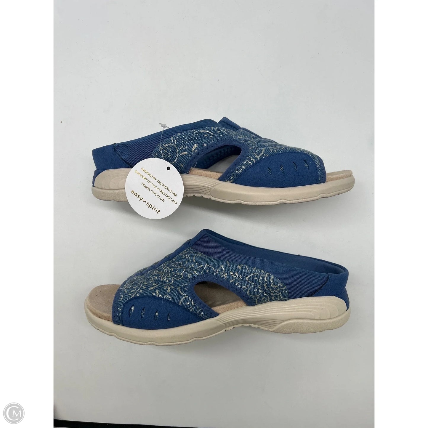 Sandals Flats By Easy Spirit In Blue & Cream, Size: 8.5