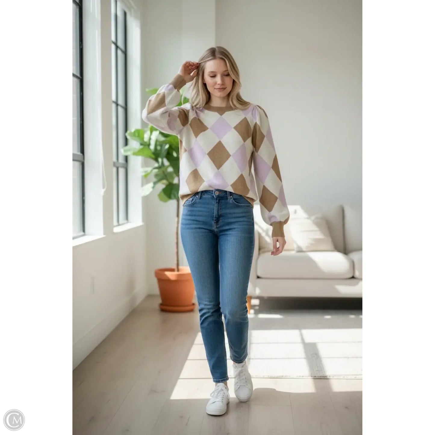 Sweater By Loft In Checkered Pattern, Size: Xs