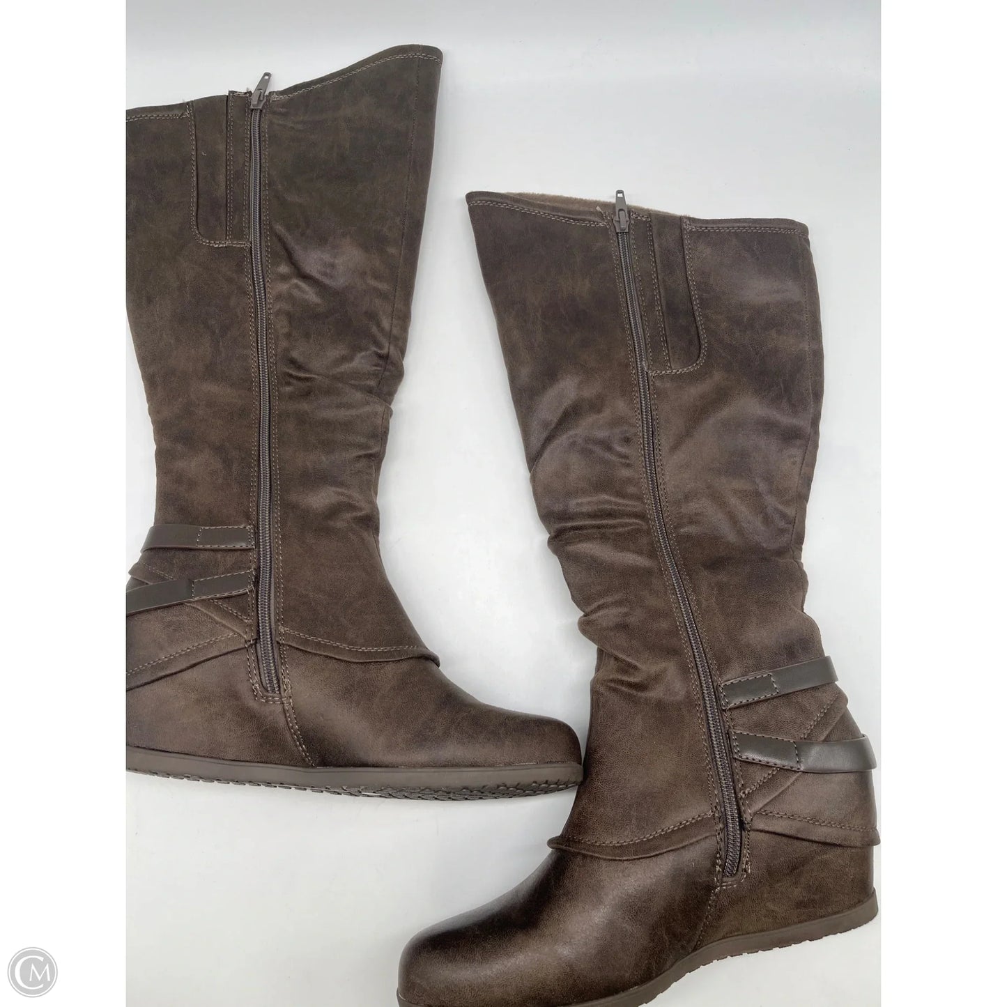 Boots Mid-calf Heels By Bare Traps In Brown, Size: 10