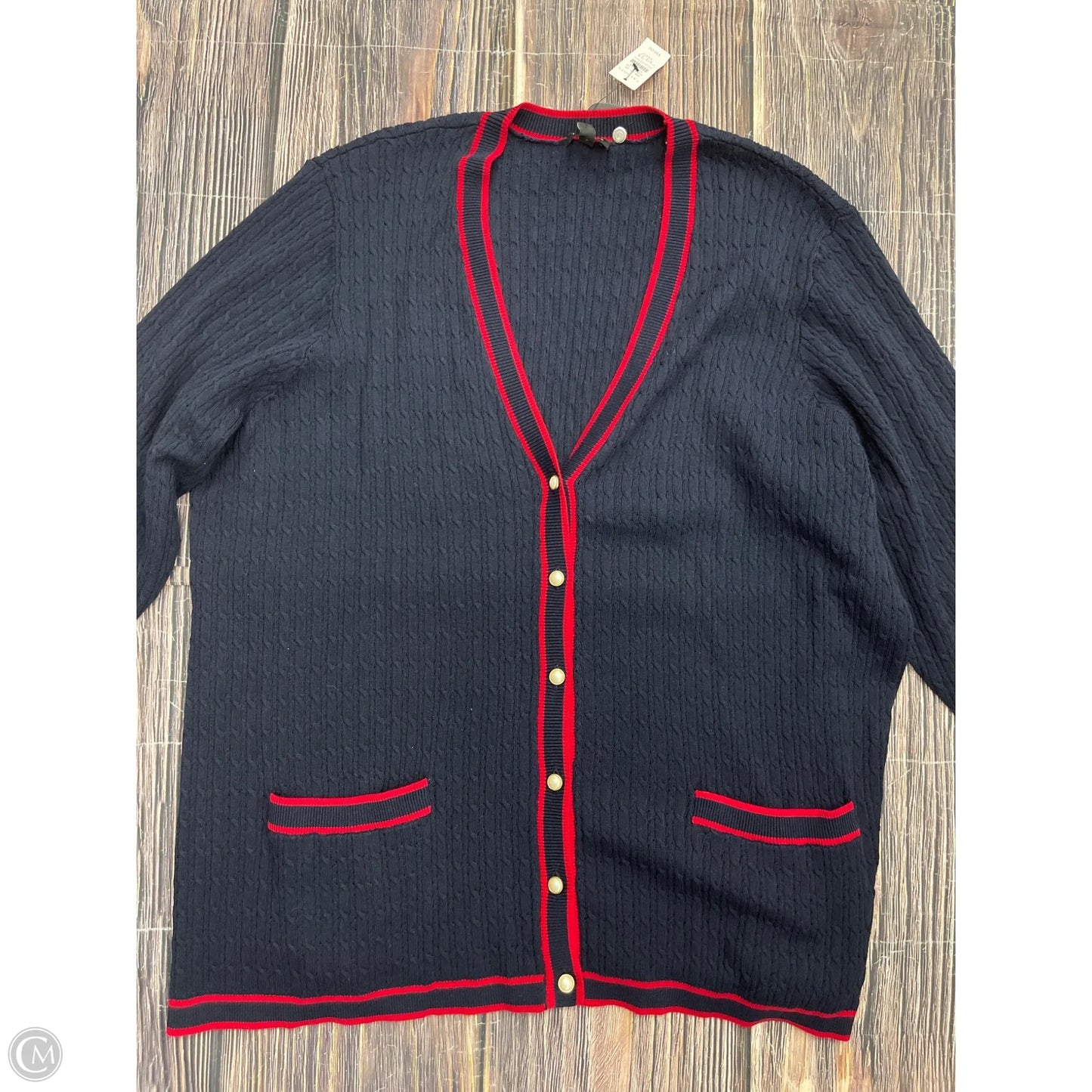 Sweater Cardigan By Talbots In Navy, Size: 3x