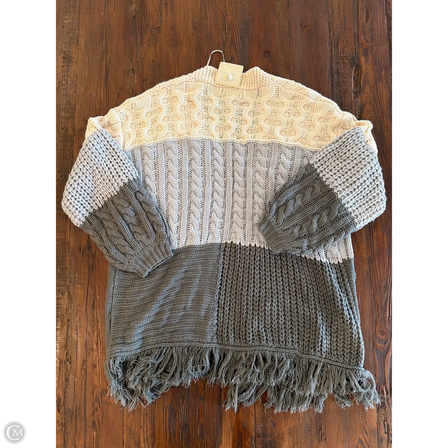 Sweater Cardigan By Umgee In Cream & Grey, Size: S