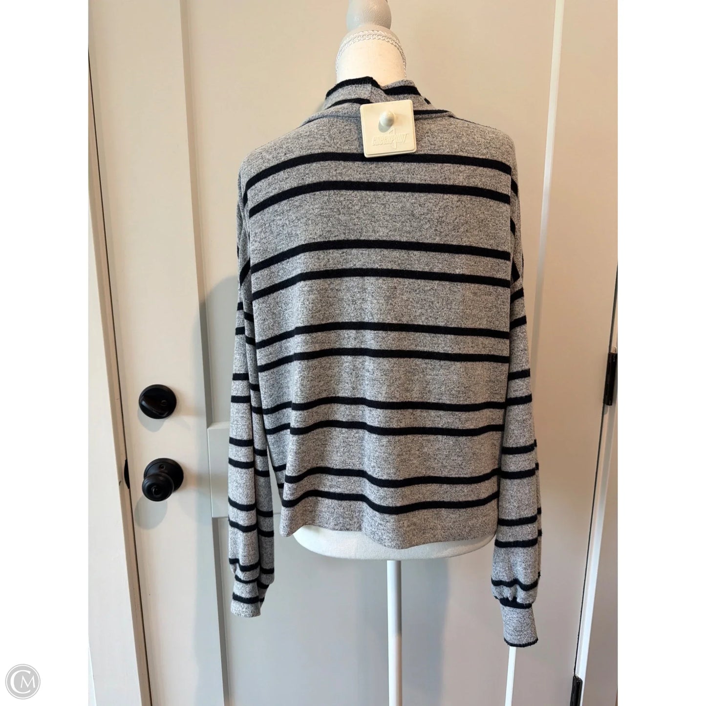 Top Long Sleeve By La Miel In Black & Grey, Size: S