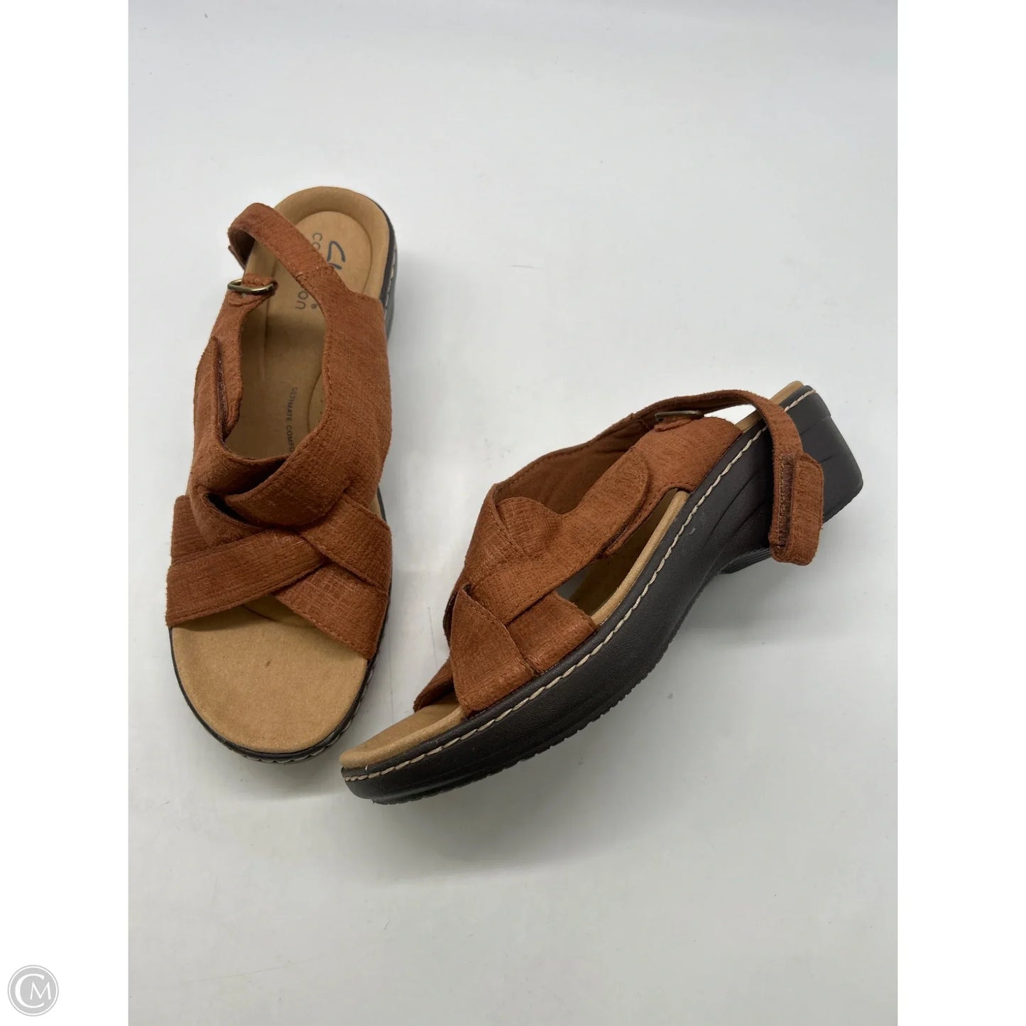 Sandals Heels Platform By Clarks In Brown, Size: 8.5