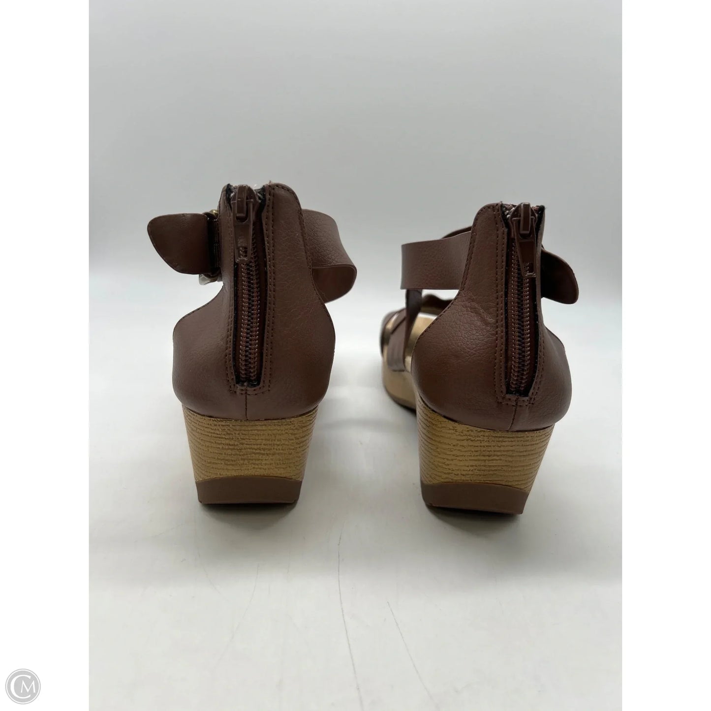 Sandals Heels Platform By Easy Street In Brown, Size: 8