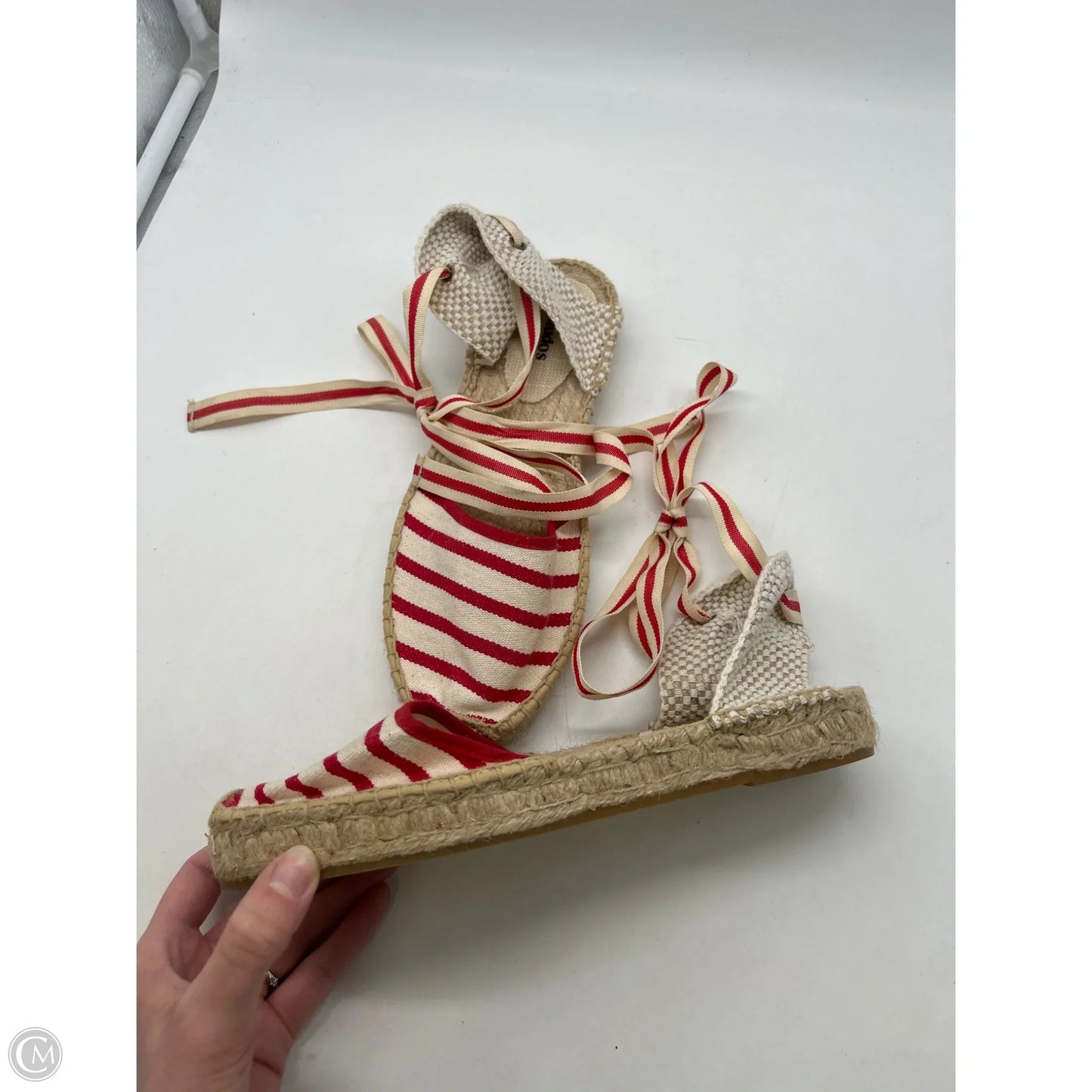 Sandals Flats By Soludos In Red & Tan, Size: 8