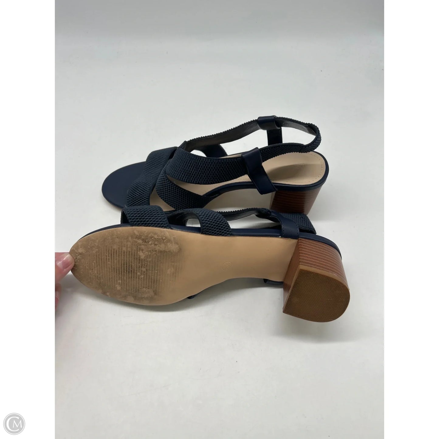 Sandals Heels Block By Clothes Mentor In Navy, Size: 8.5