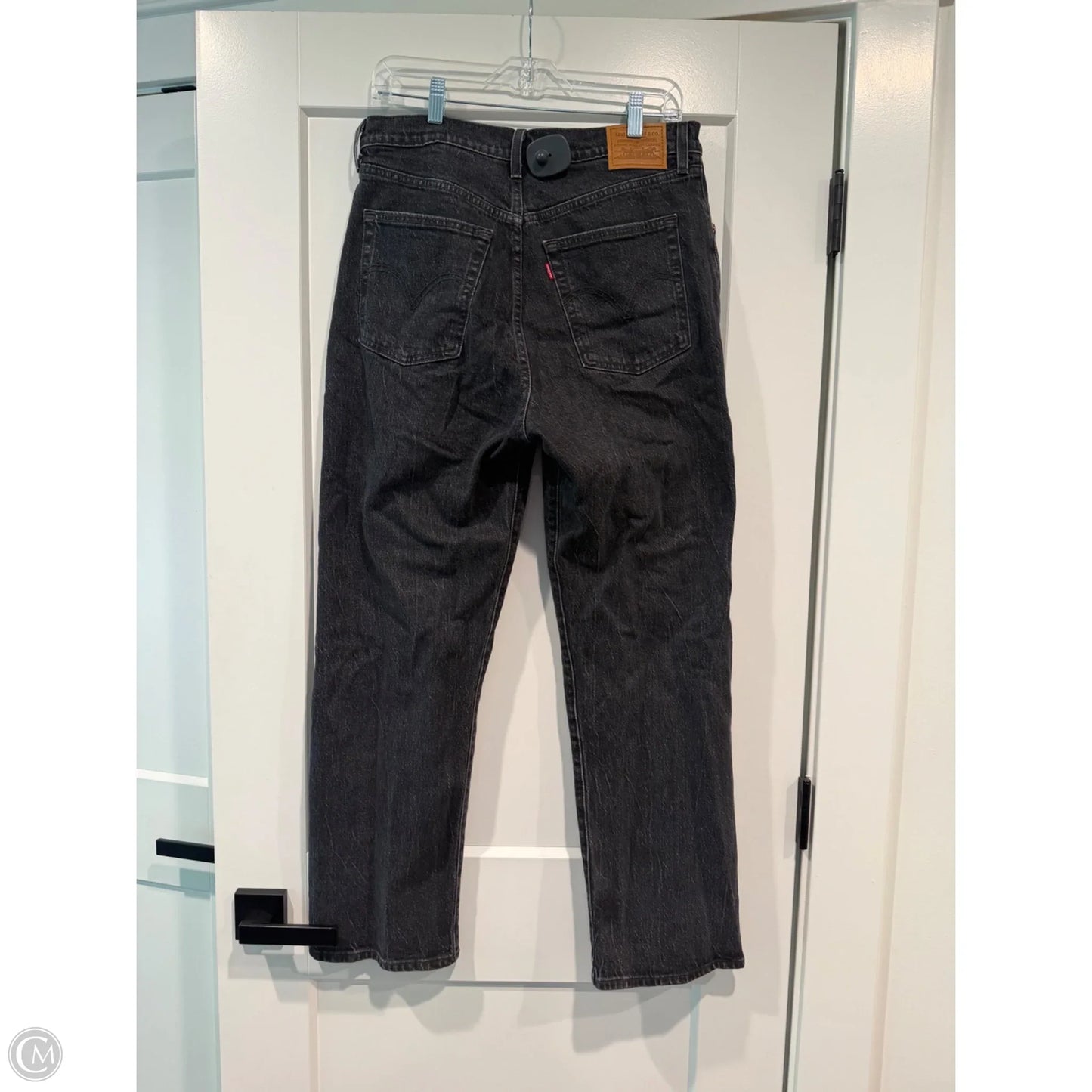 Jeans Straight By Levis In Black Denim, Size: 12