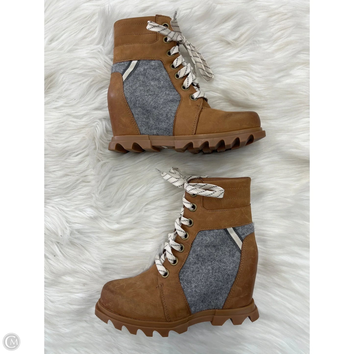 Boots Ankle Heels By Sorel In Brown & Grey, Size: 6