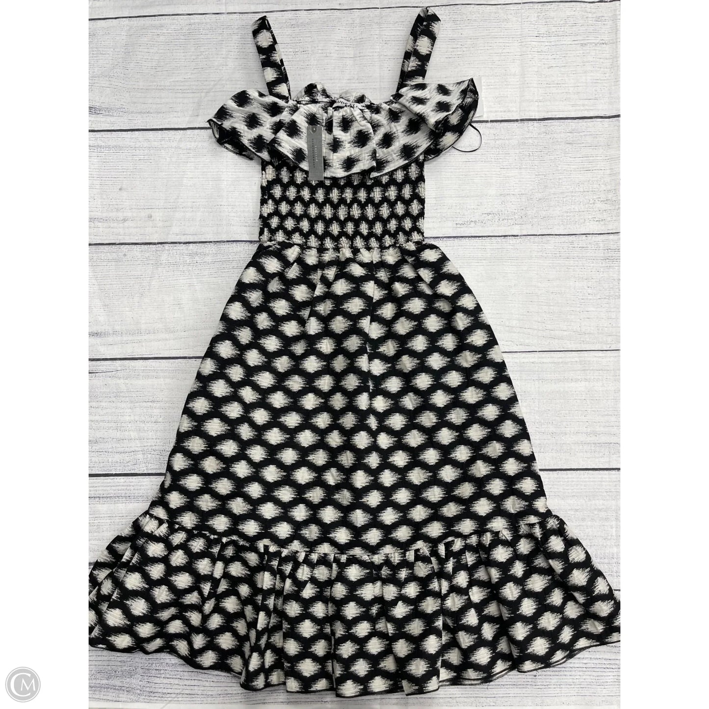 Dress Casual Midi By Anthropologie In Black & White, Size: Xsp