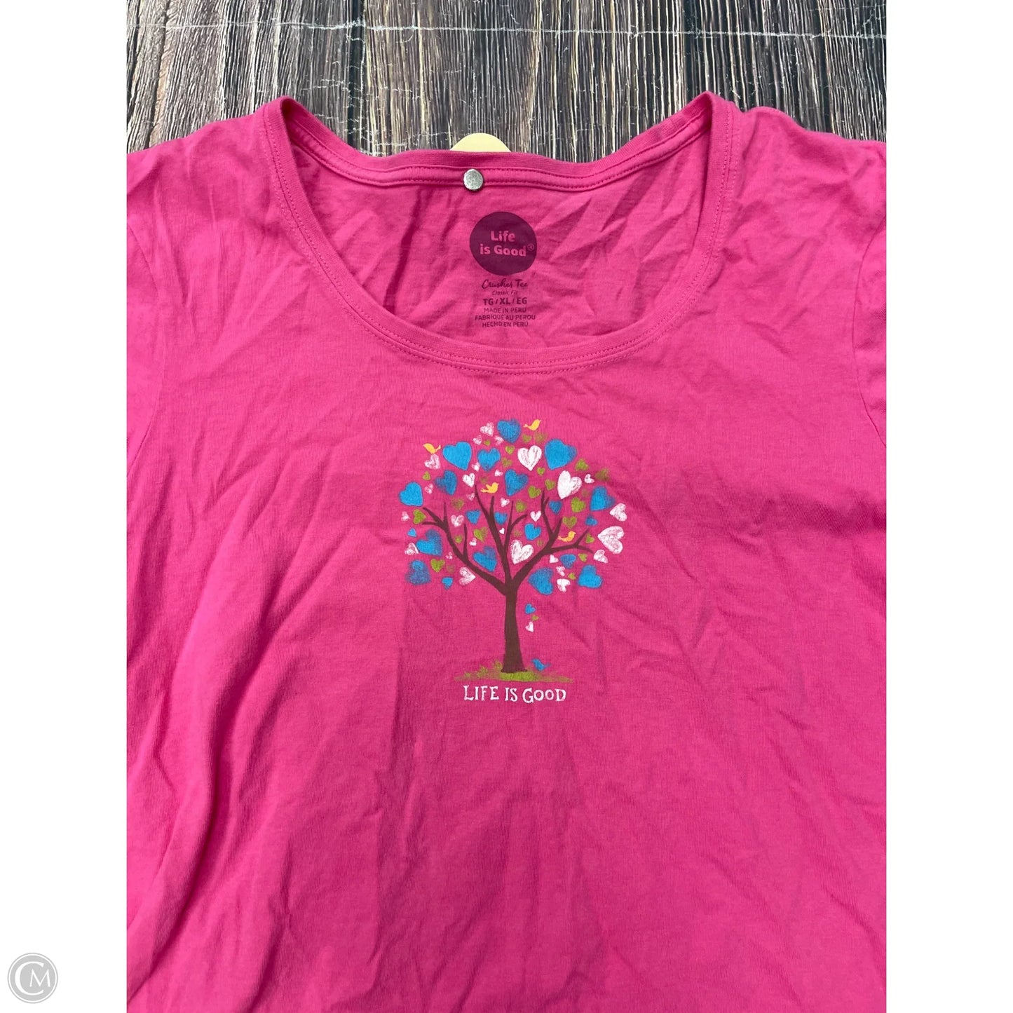 Top Short Sleeve By Life Is Good In Pink, Size: Xl