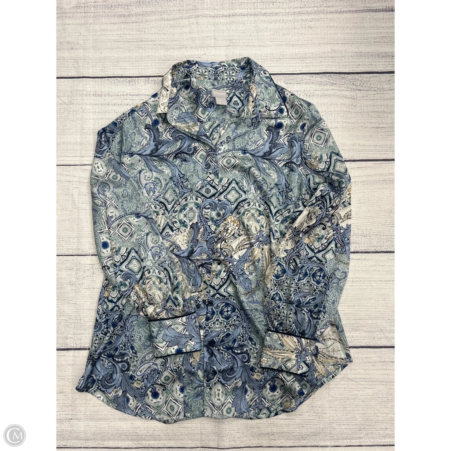 Top Long Sleeve By Chicos In Blue, Size: L