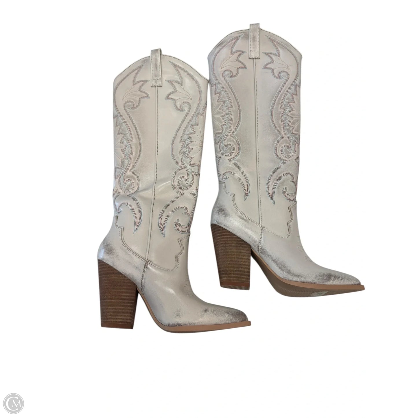 Boots Knee Heels By Steve Madden In Cream, Size: 6