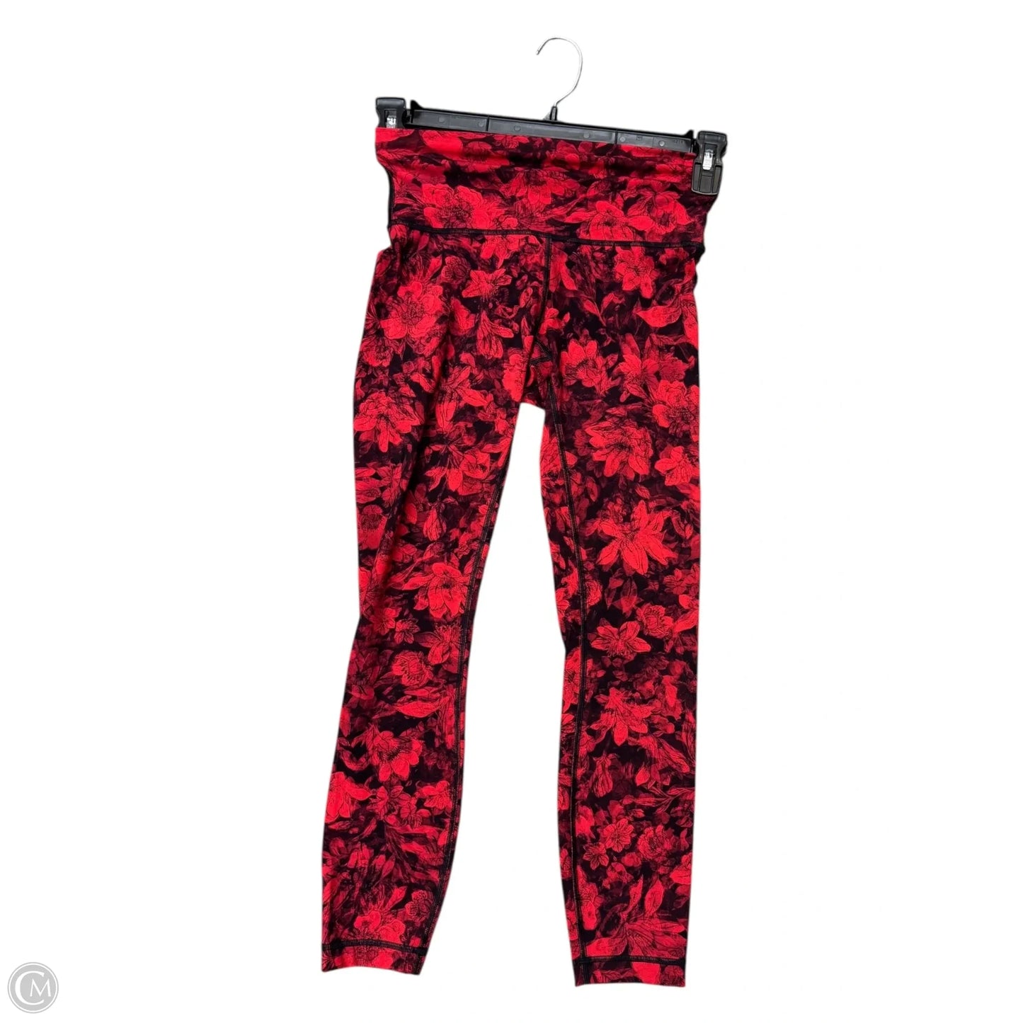 Athletic Leggings By Lululemon In Black & Red, Size: 4