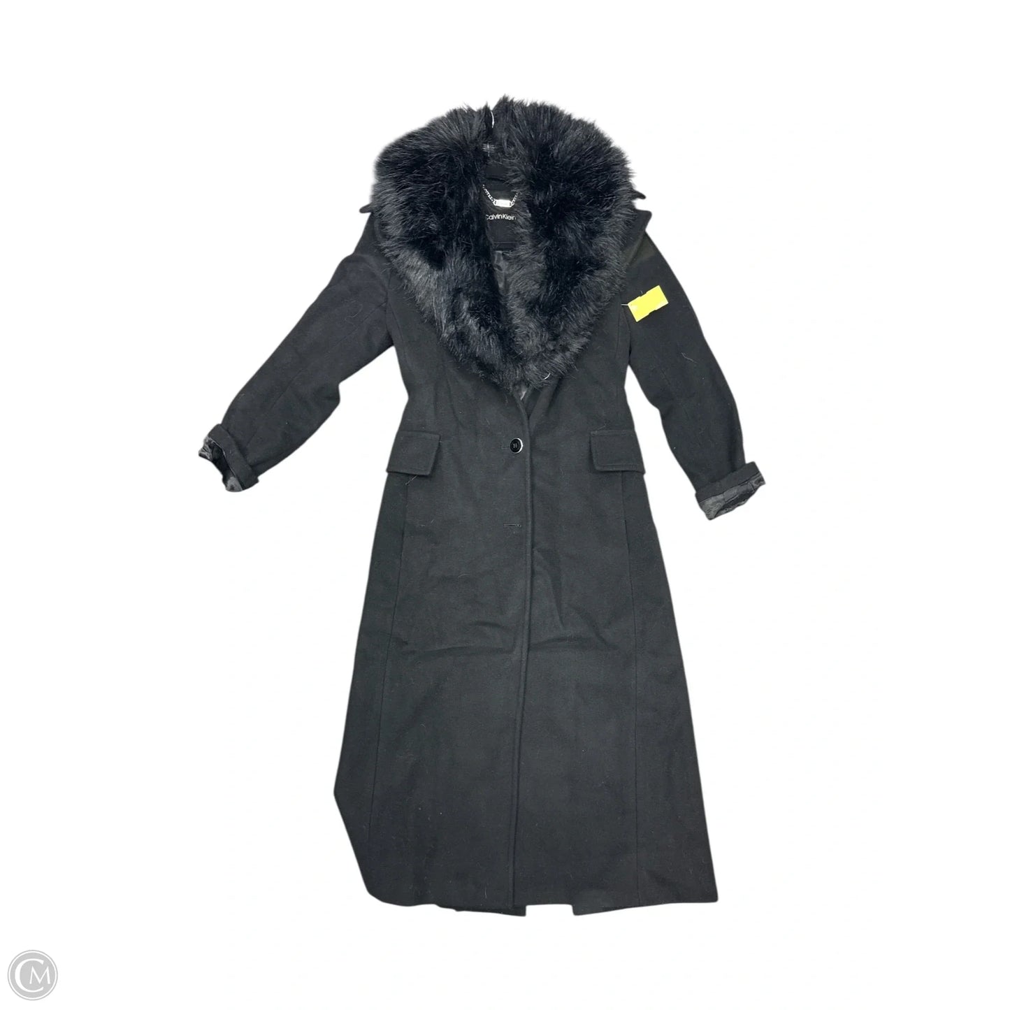 Coat Trench Coat By Calvin Klein In Black, Size: 2