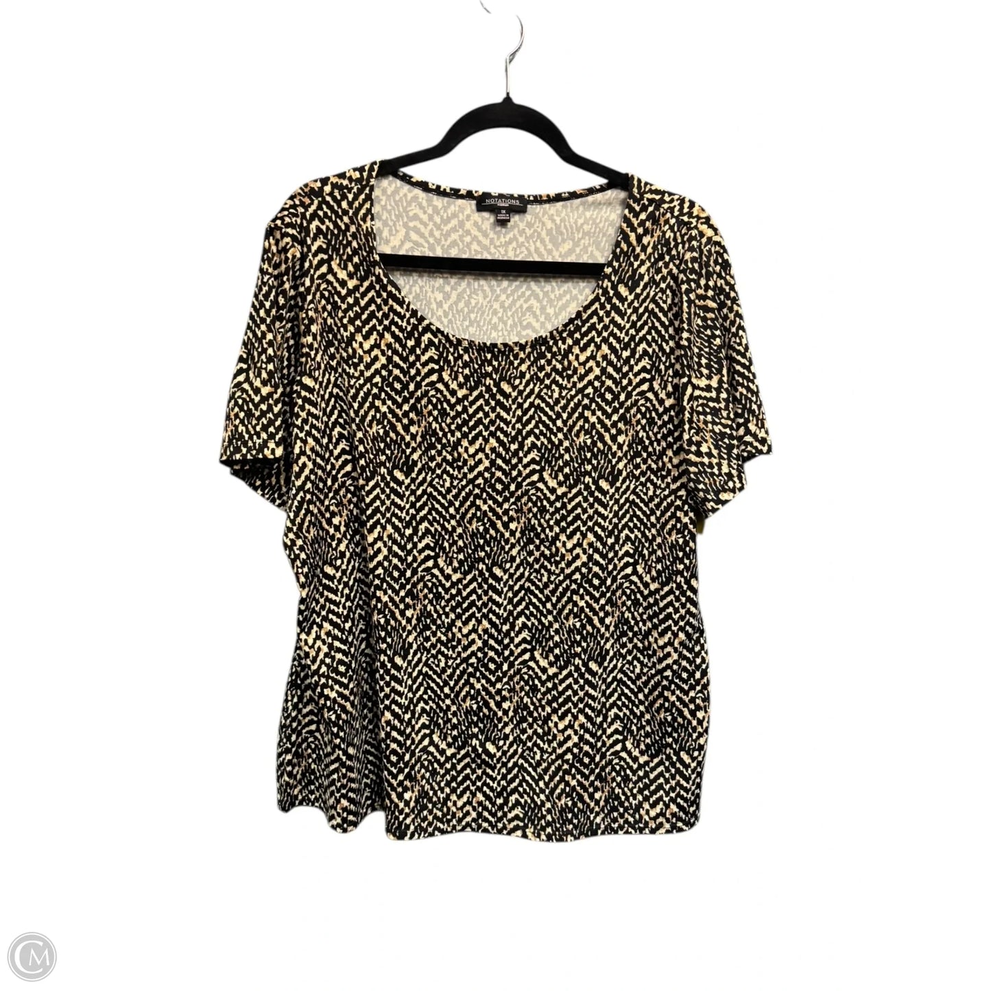 Top Short Sleeve By Notations In Black & Gold, Size: 1x