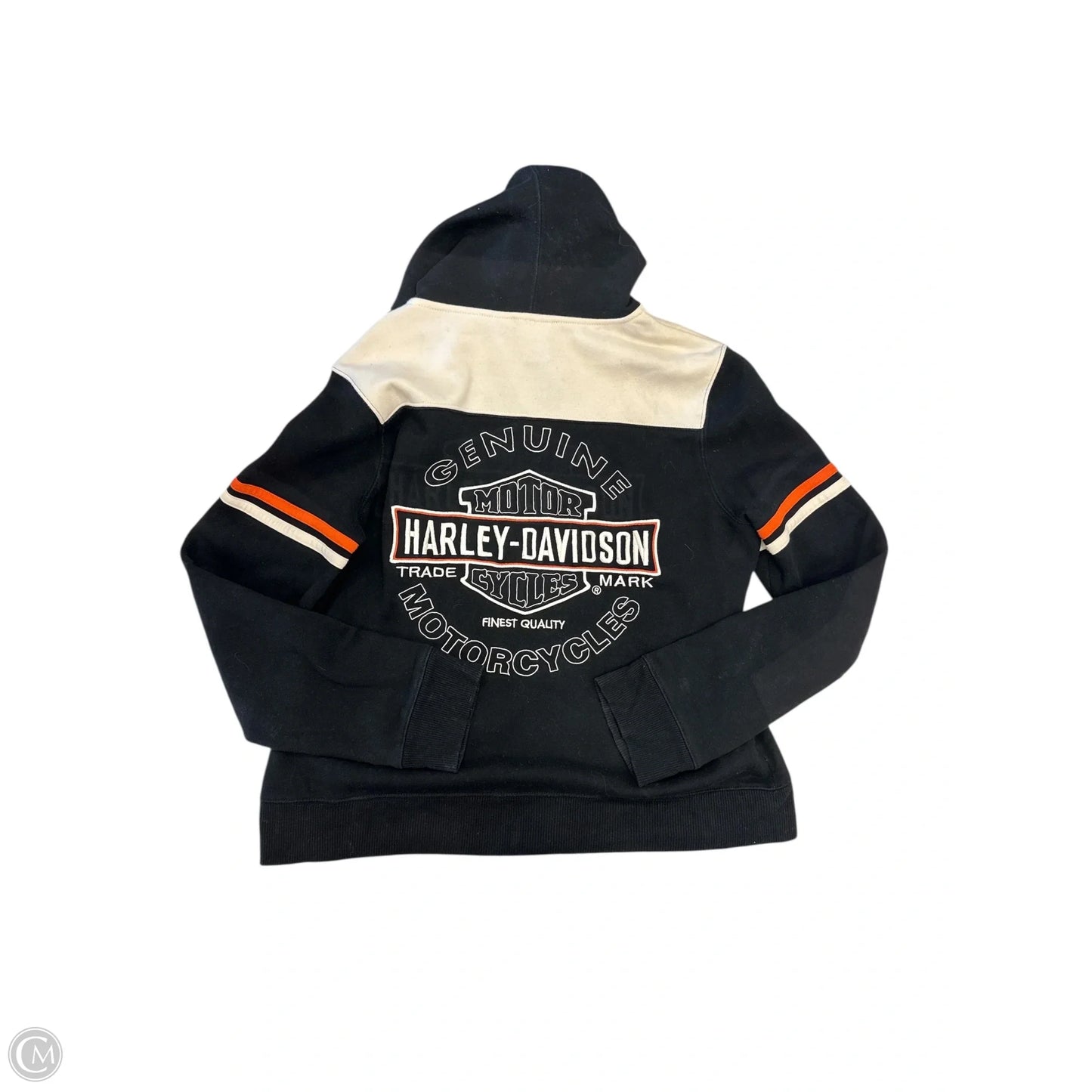 Sweatshirt Hoodie By Harley Davidson In Black & Cream, Size: Xl