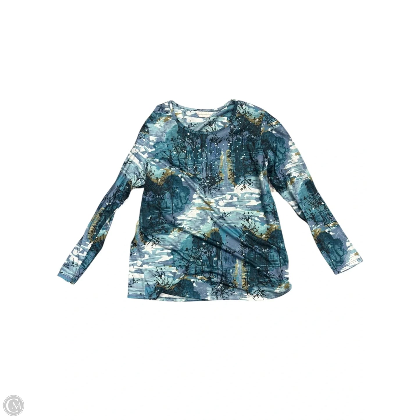 Top Long Sleeve By Christopher And Banks In Blue & Brown, Size: M